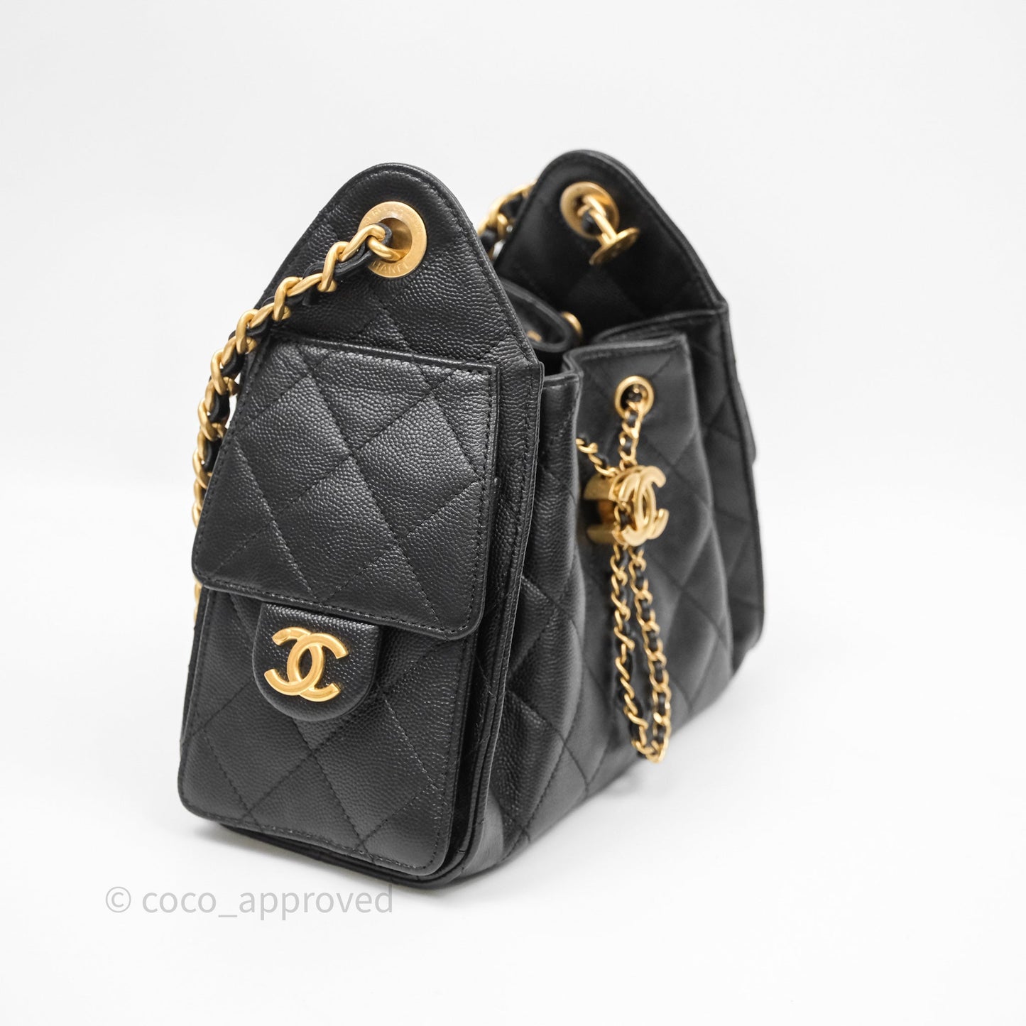 Chanel 25 Mini Black Caviar Aged Gold Hardware