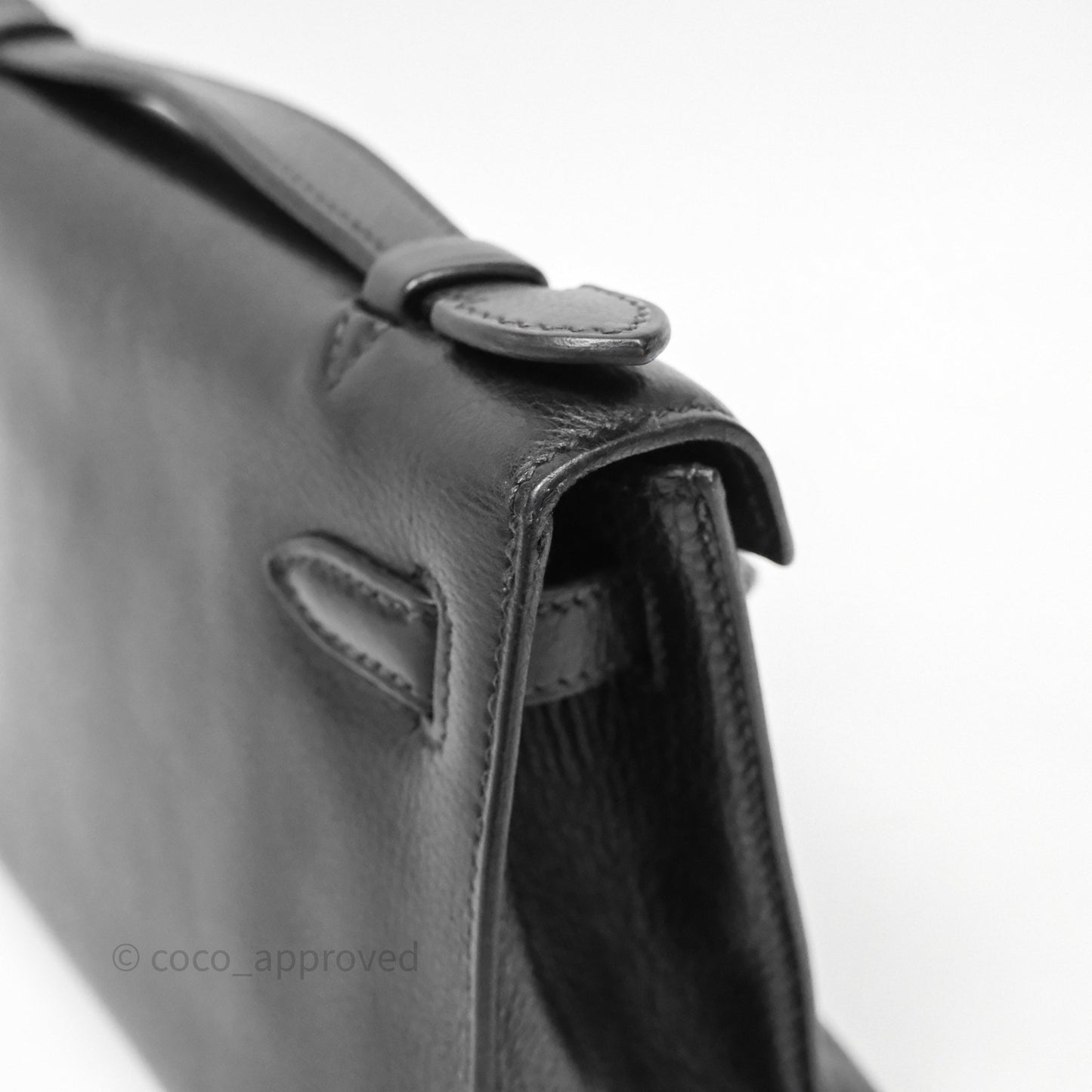 Hermès Kelly Pochette Clutch Black Swift Palladium Hardware