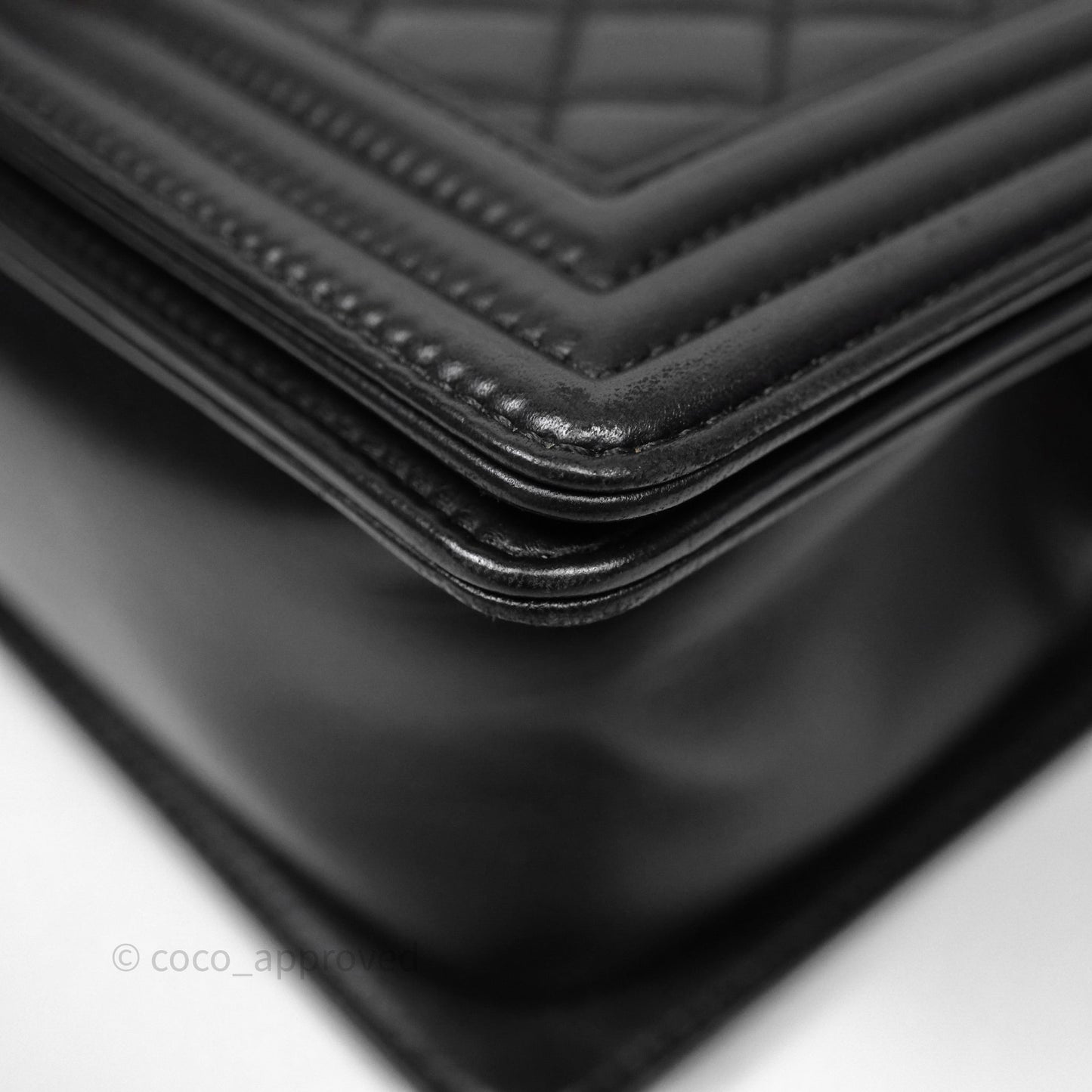 Chanel Medium Boy Quilted Black Lambskin Aged Gold Hardware