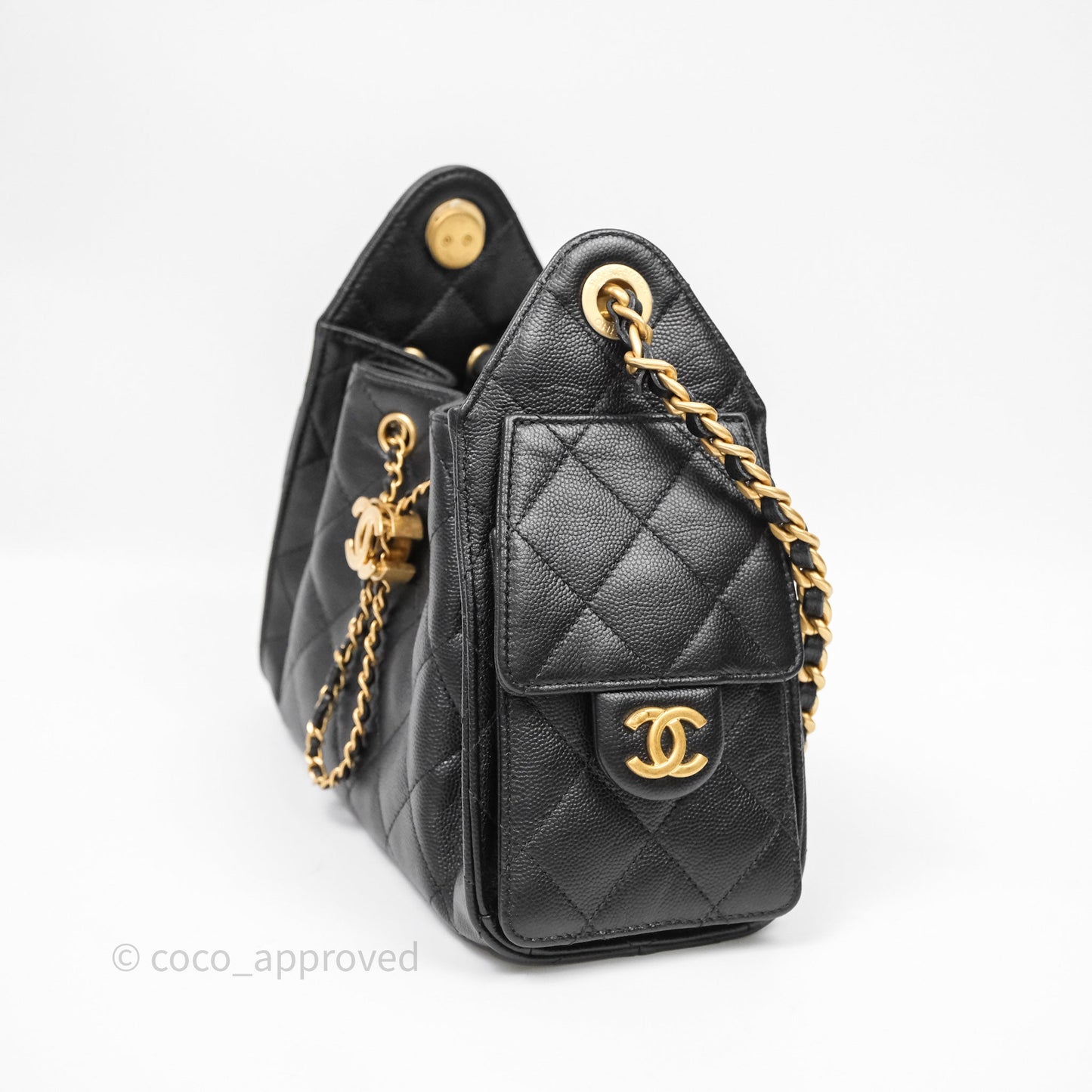 Chanel 25 Mini Black Caviar Aged Gold Hardware