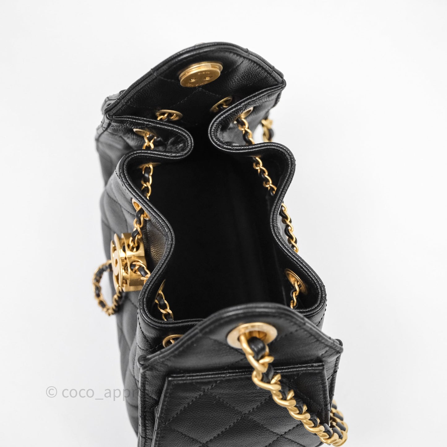Chanel 25 Mini Black Caviar Aged Gold Hardware