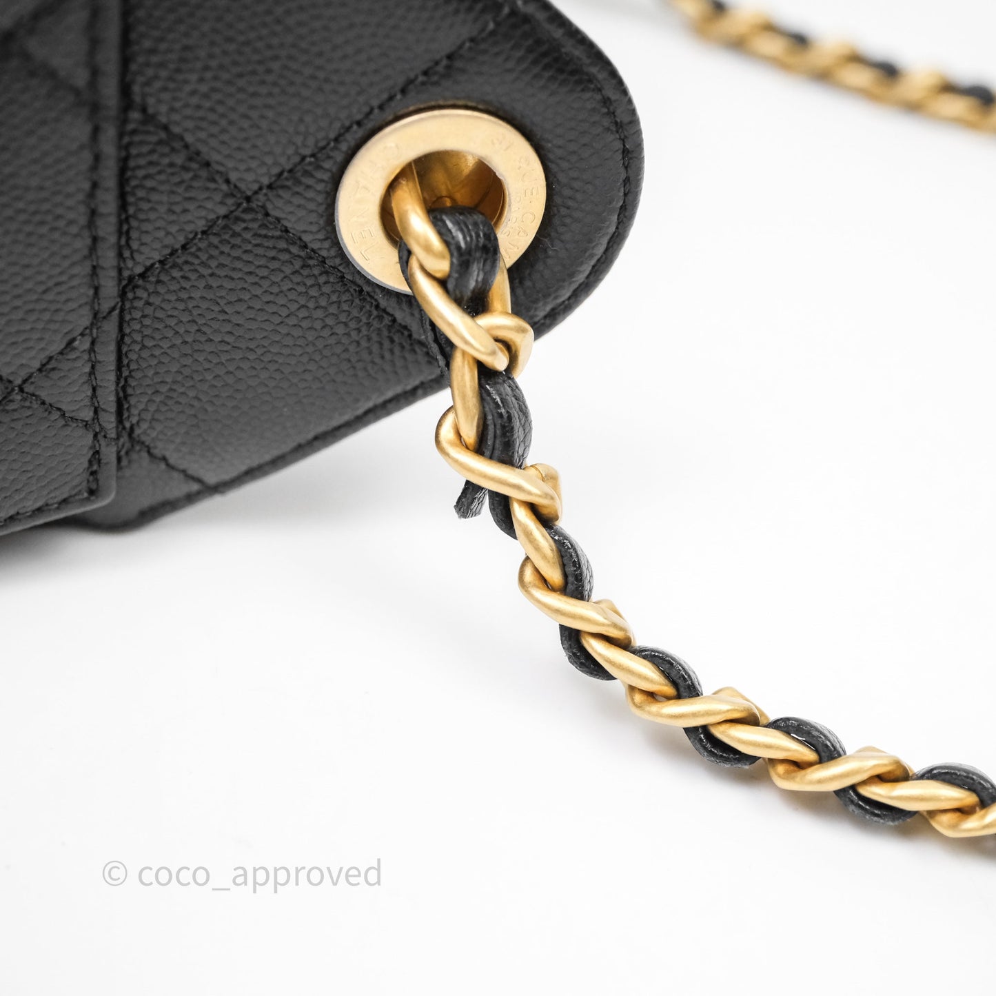 Chanel 25 Mini Black Caviar Aged Gold Hardware
