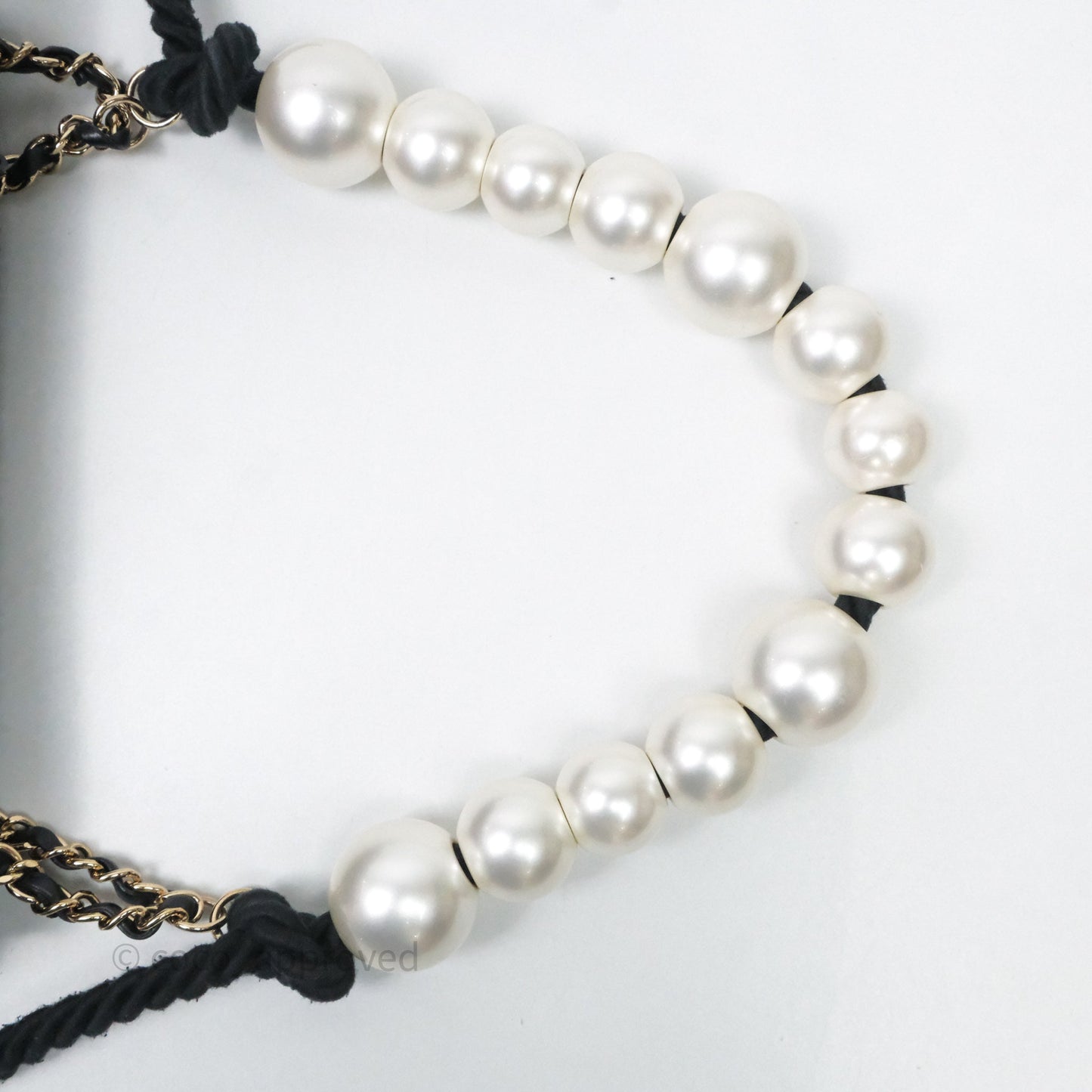 Chanel Small Tweed Sequin Flap Navy With Pearl Chain Gold Hardware