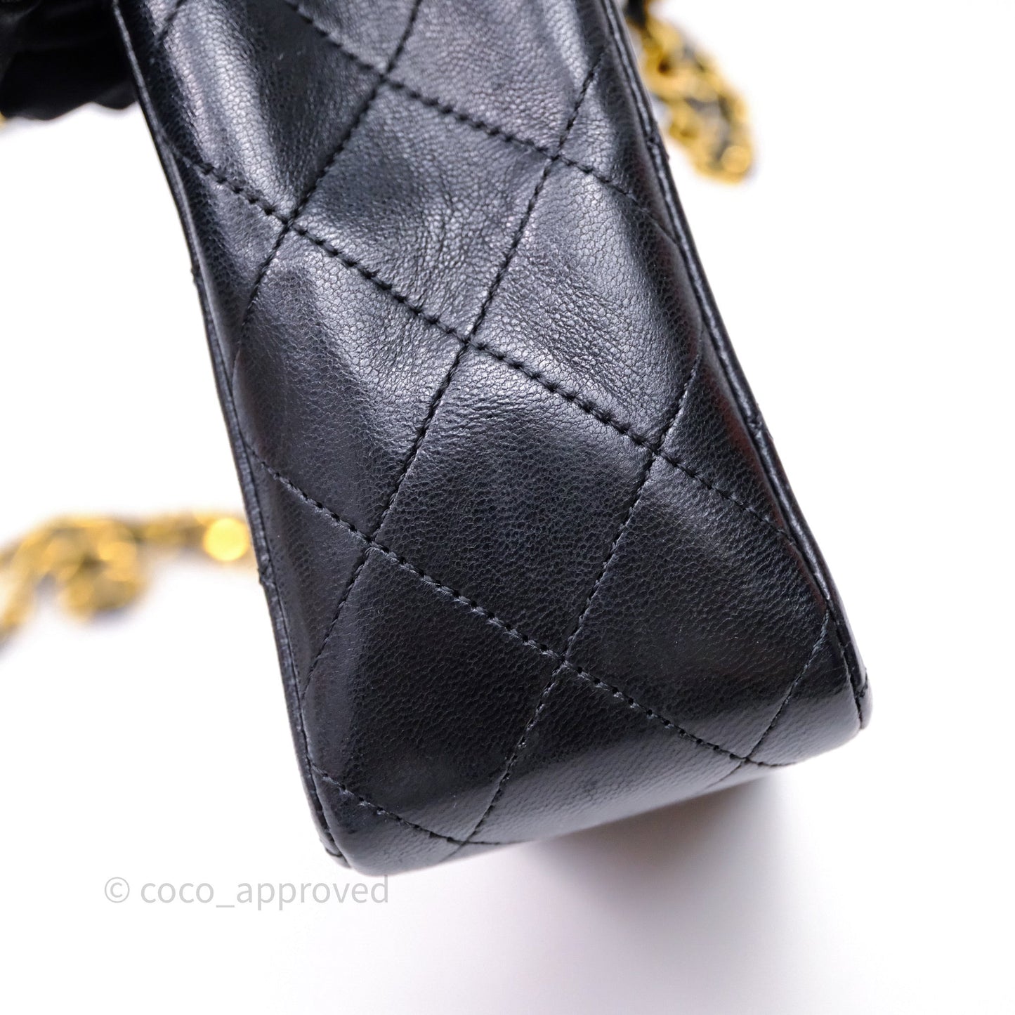 Chanel Vintage Square Flap Bag Black Lambskin 24K Gold Hardware