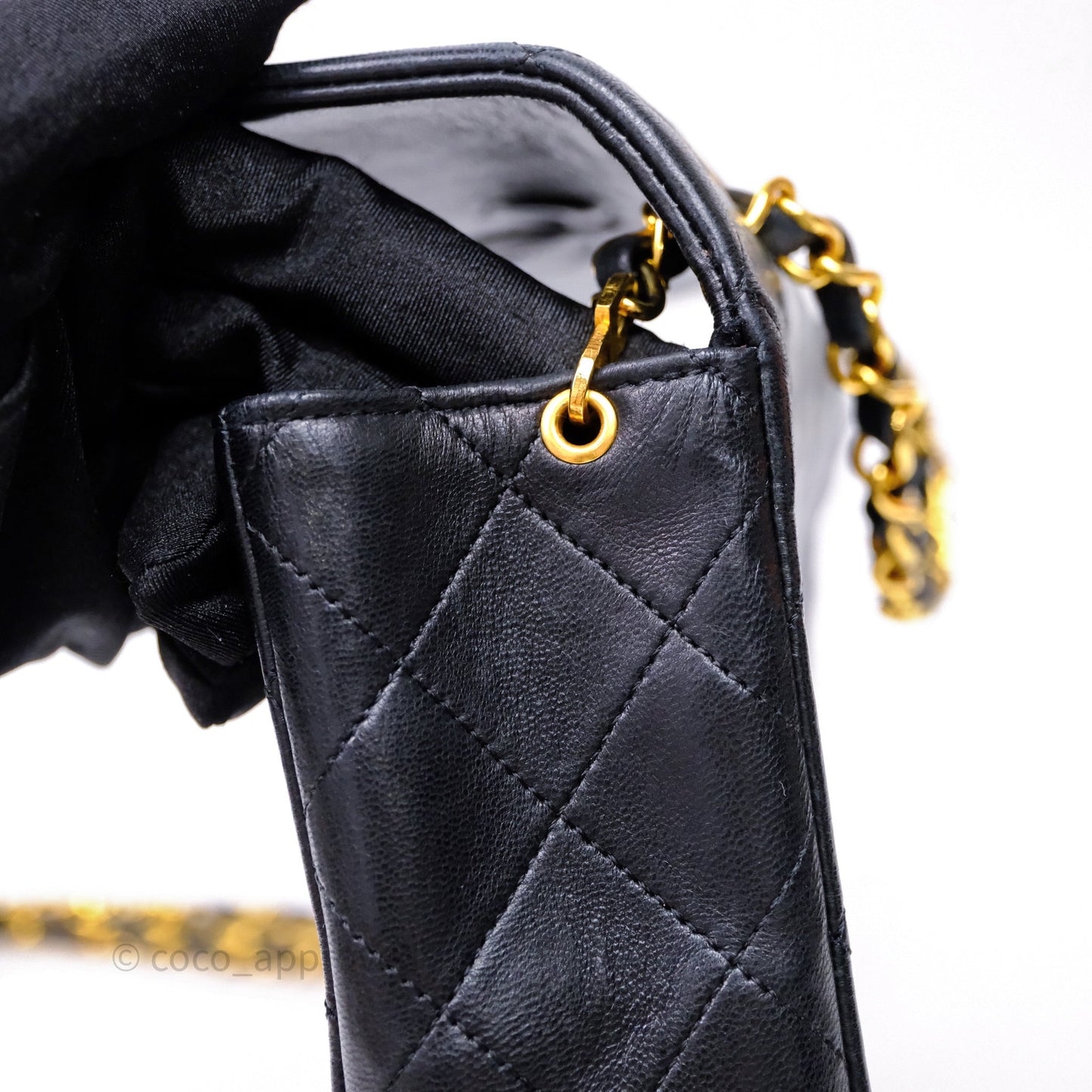 Chanel Vintage Square Flap Bag Black Lambskin 24K Gold Hardware