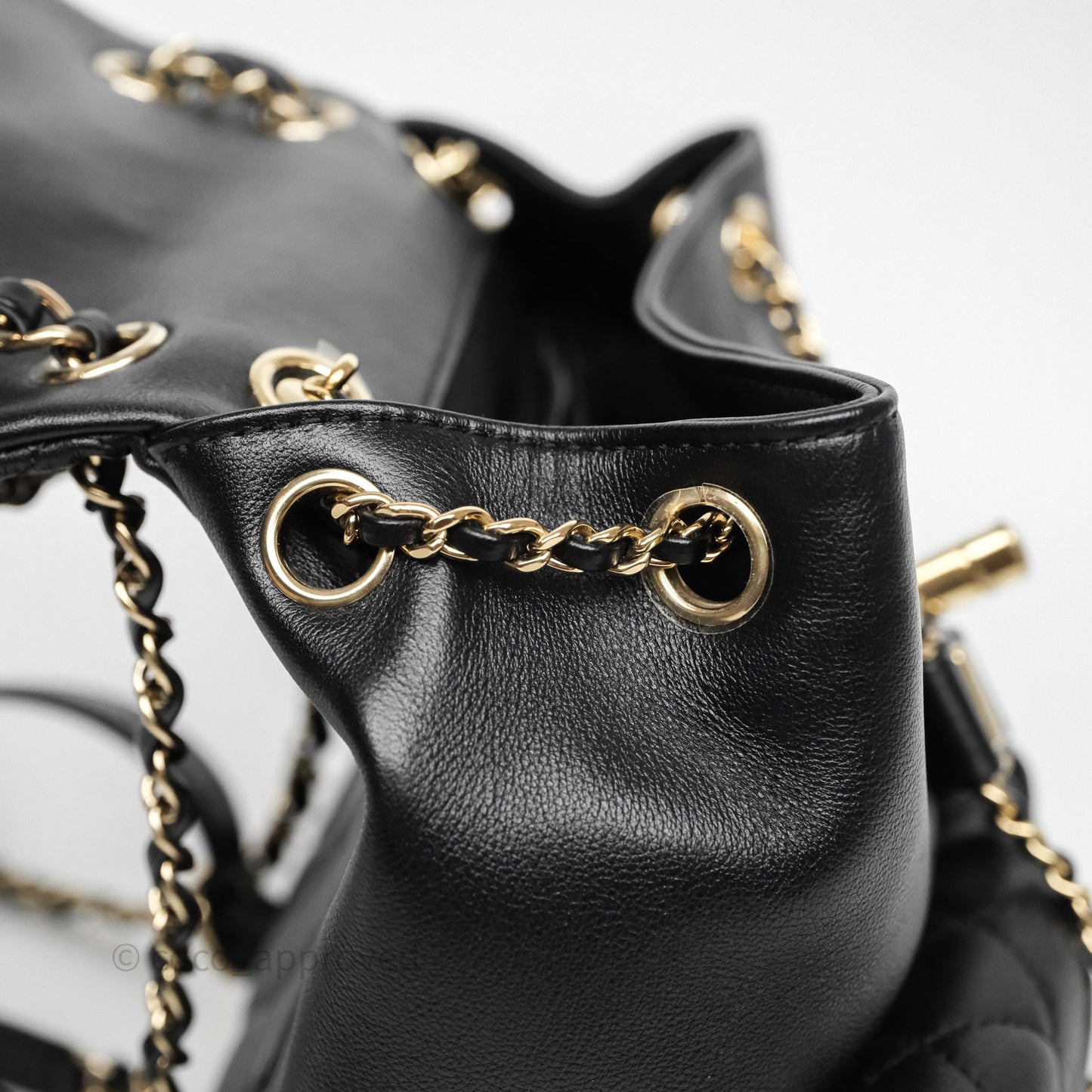 Chanel Duma Backpack Medium Black Calfskin Gold Hardware