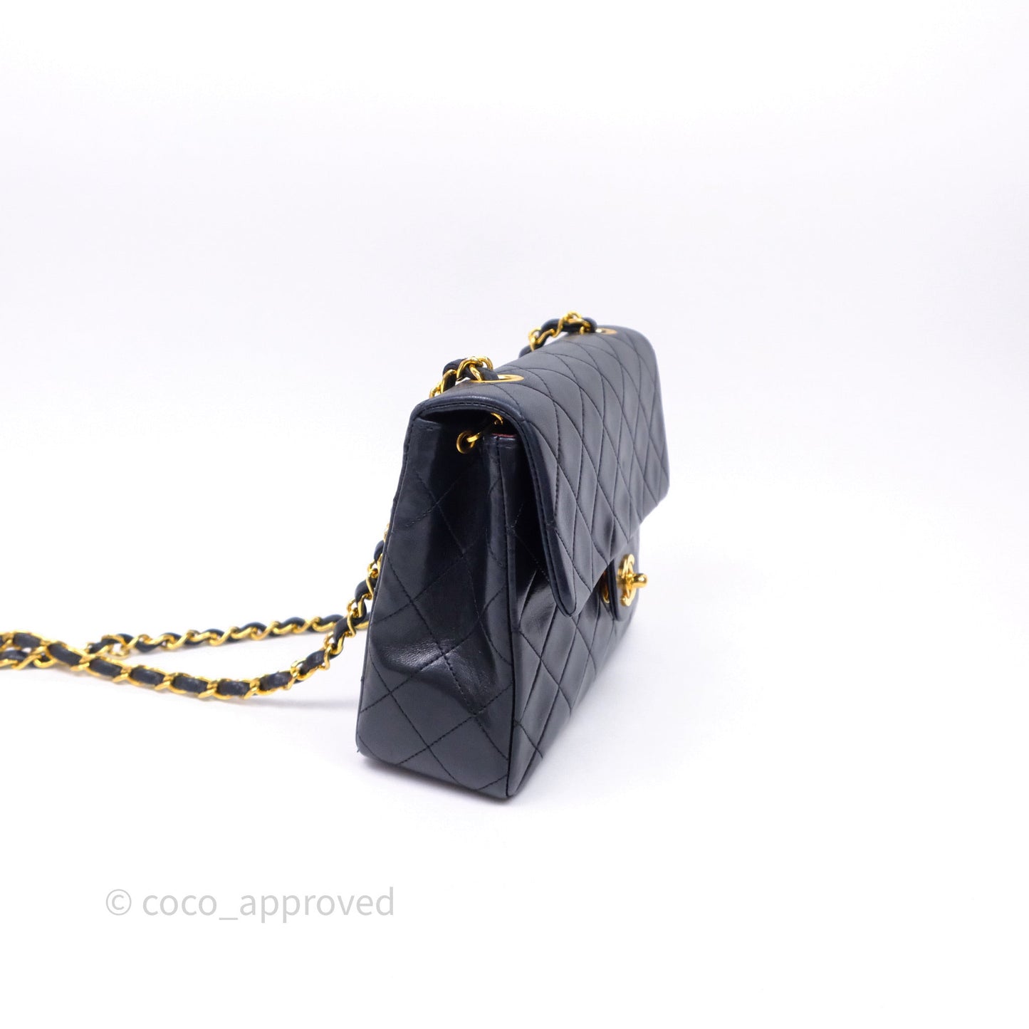 Chanel Vintage Square Flap Bag Black Lambskin 24K Gold Hardware