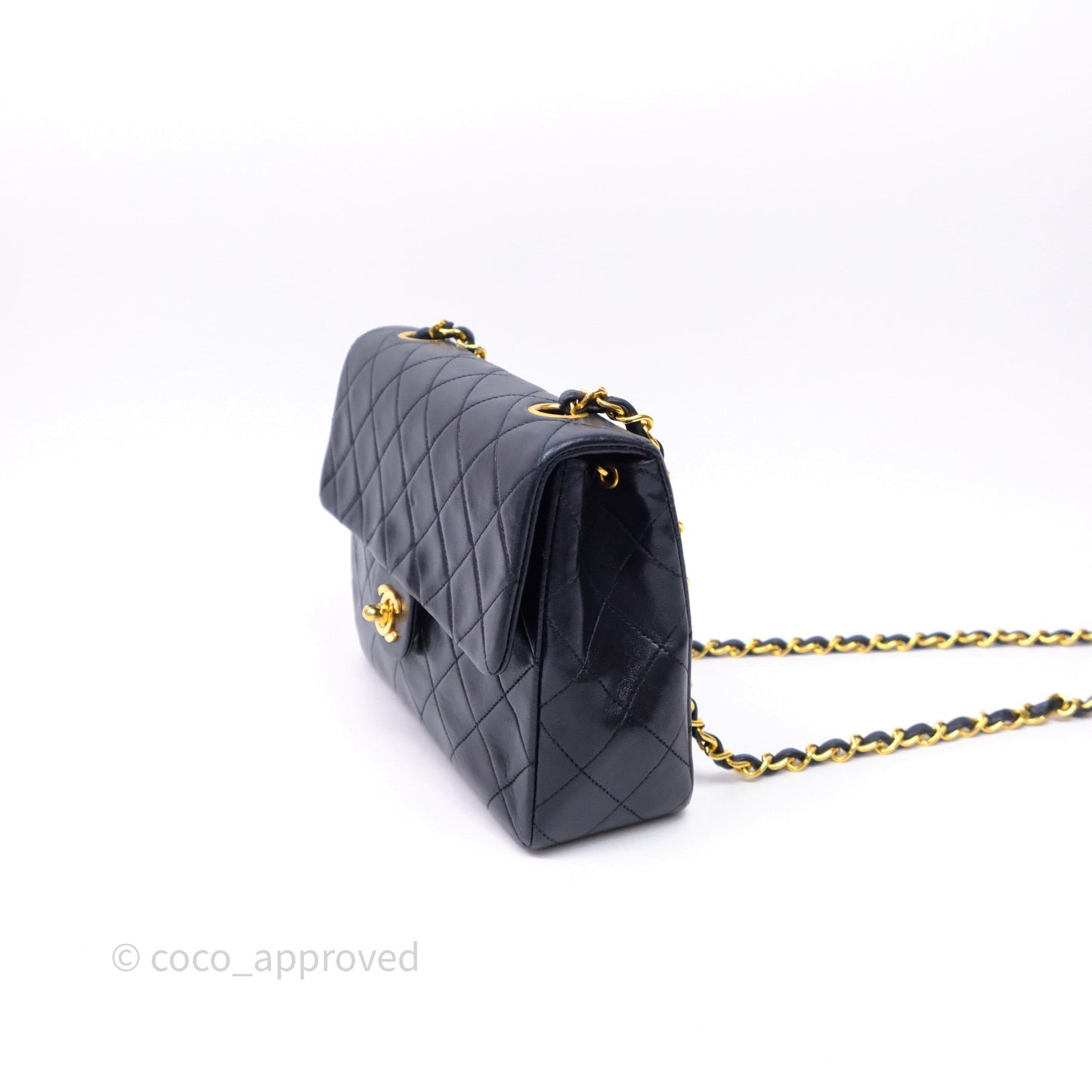 Chanel Vintage Square Flap Bag Black Lambskin 24K Gold Hardware