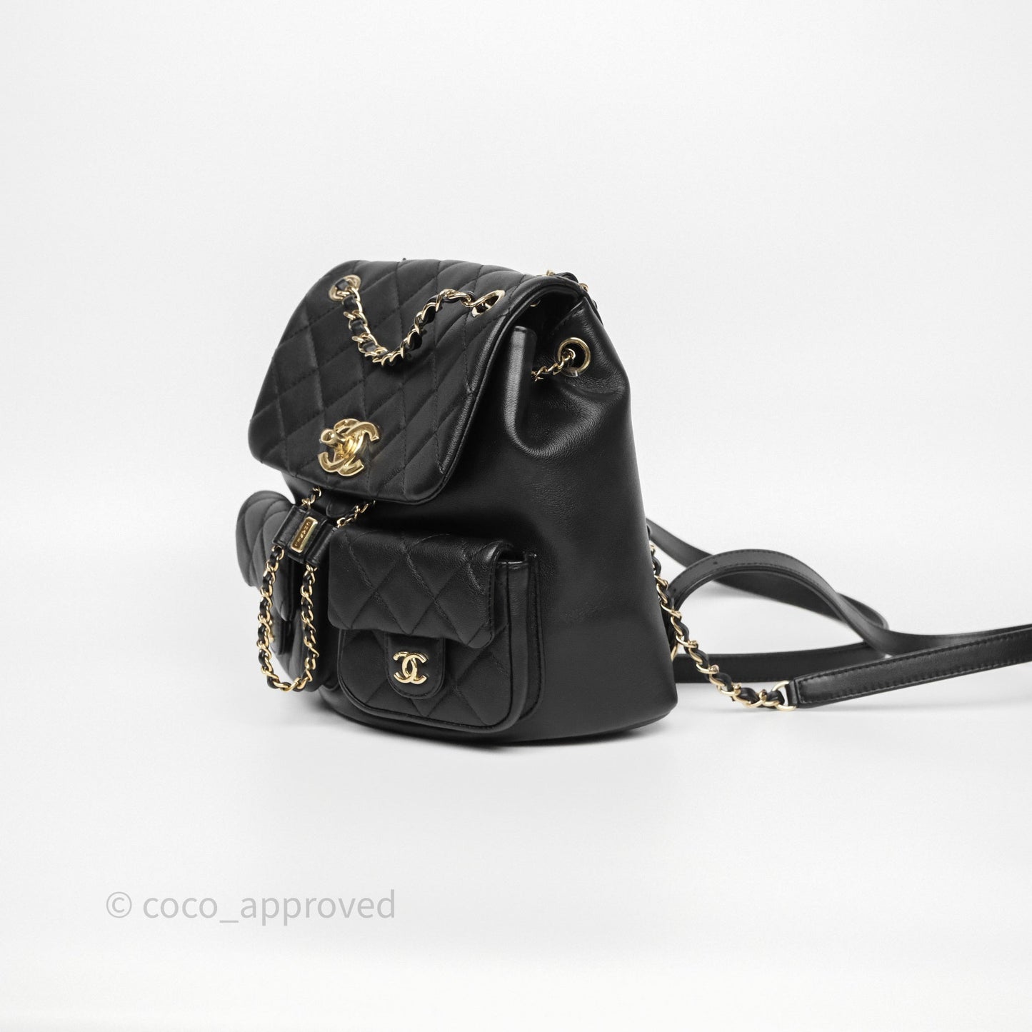 Chanel Duma Backpack Medium Black Calfskin Gold Hardware