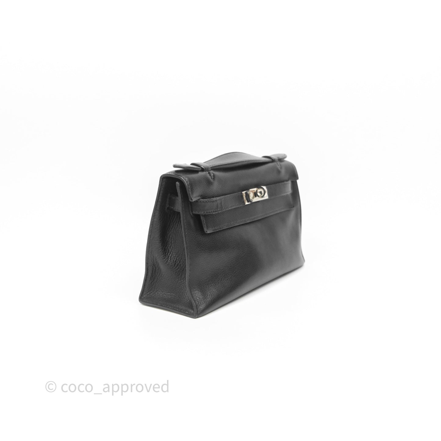 Hermès Kelly Pochette Clutch Black Swift Palladium Hardware