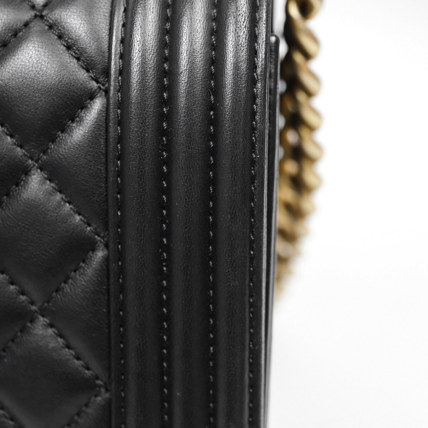 Chanel Medium Boy Quilted Black Lambskin Aged Gold Hardware