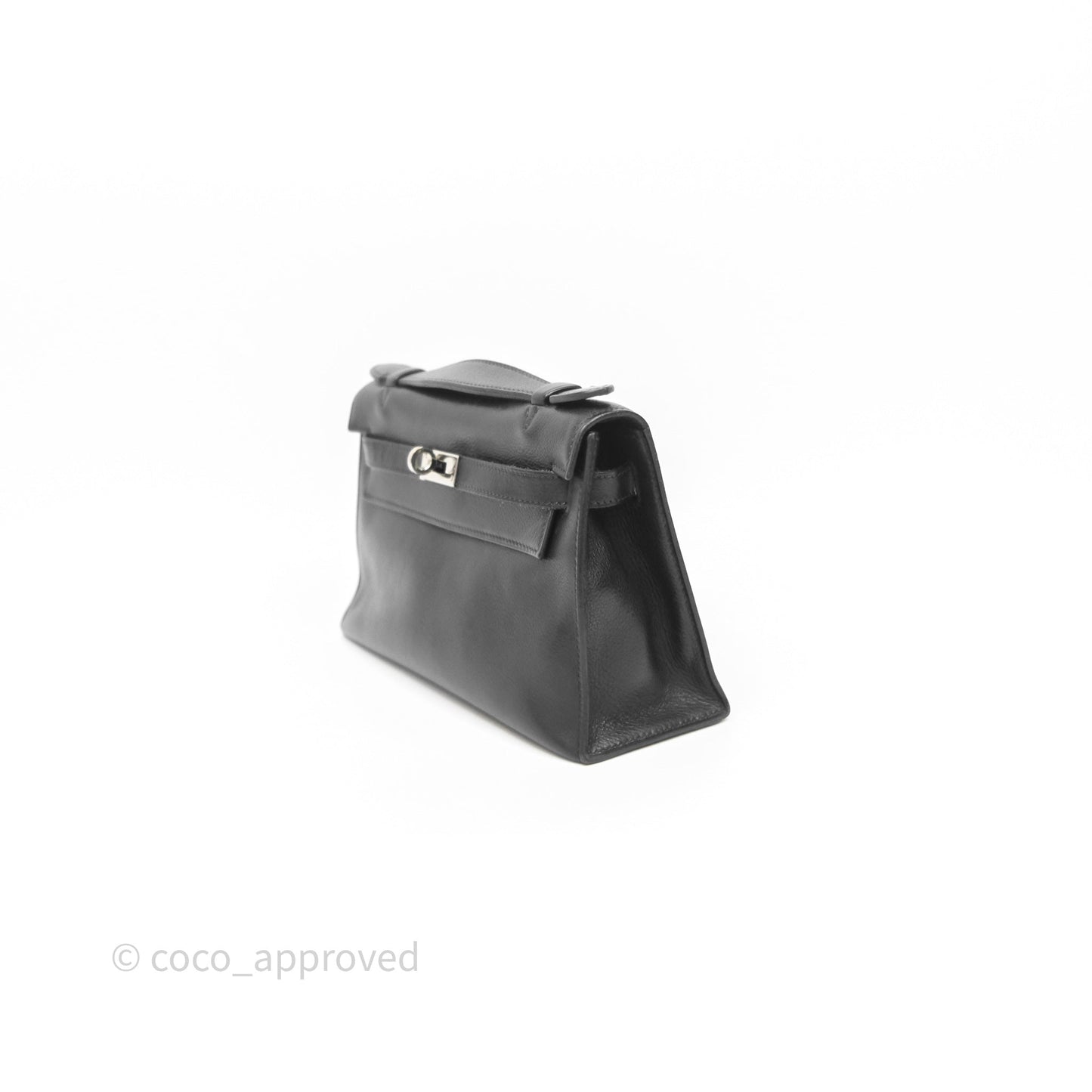 Hermès Kelly Pochette Clutch Black Swift Palladium Hardware