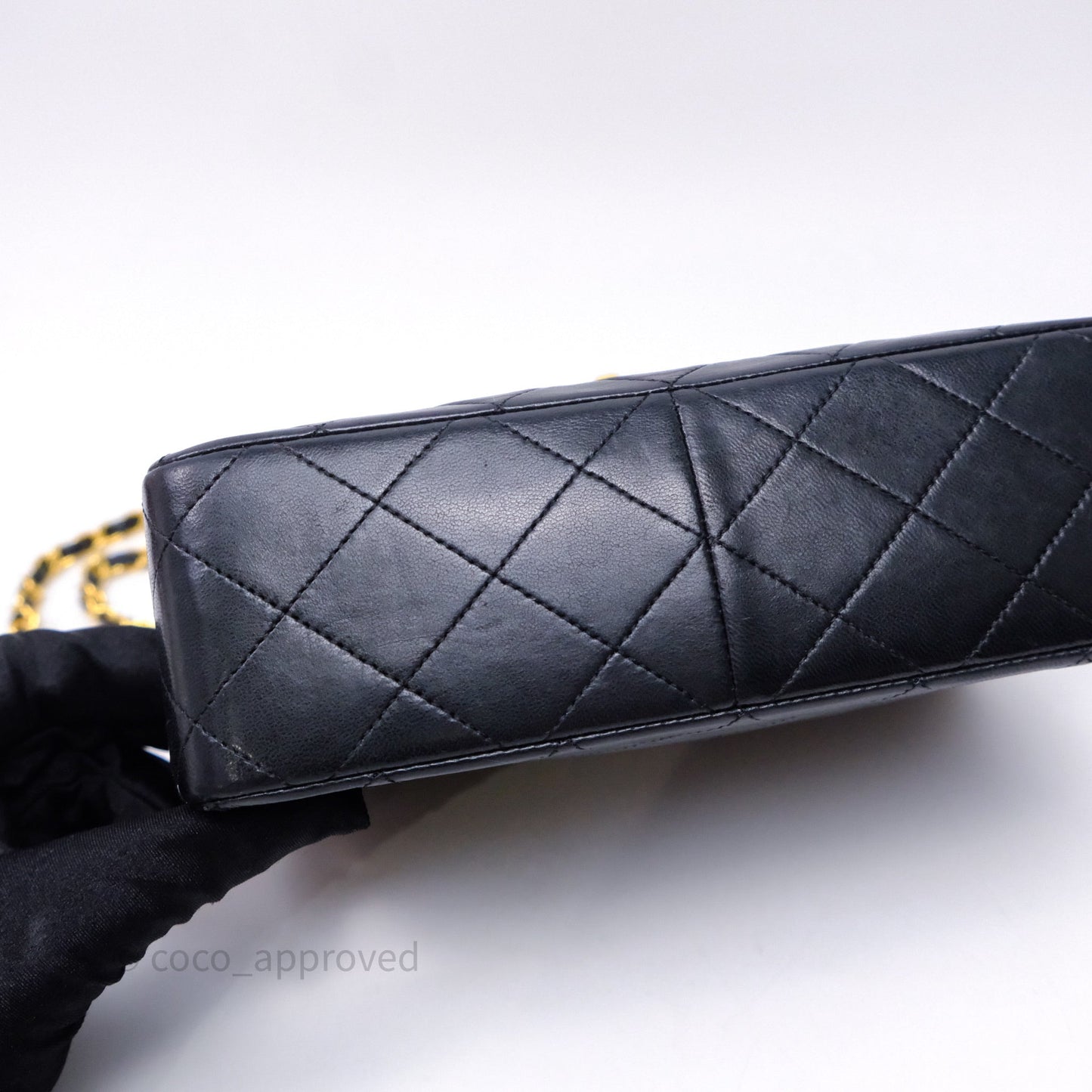 Chanel Vintage Square Flap Bag Black Lambskin 24K Gold Hardware