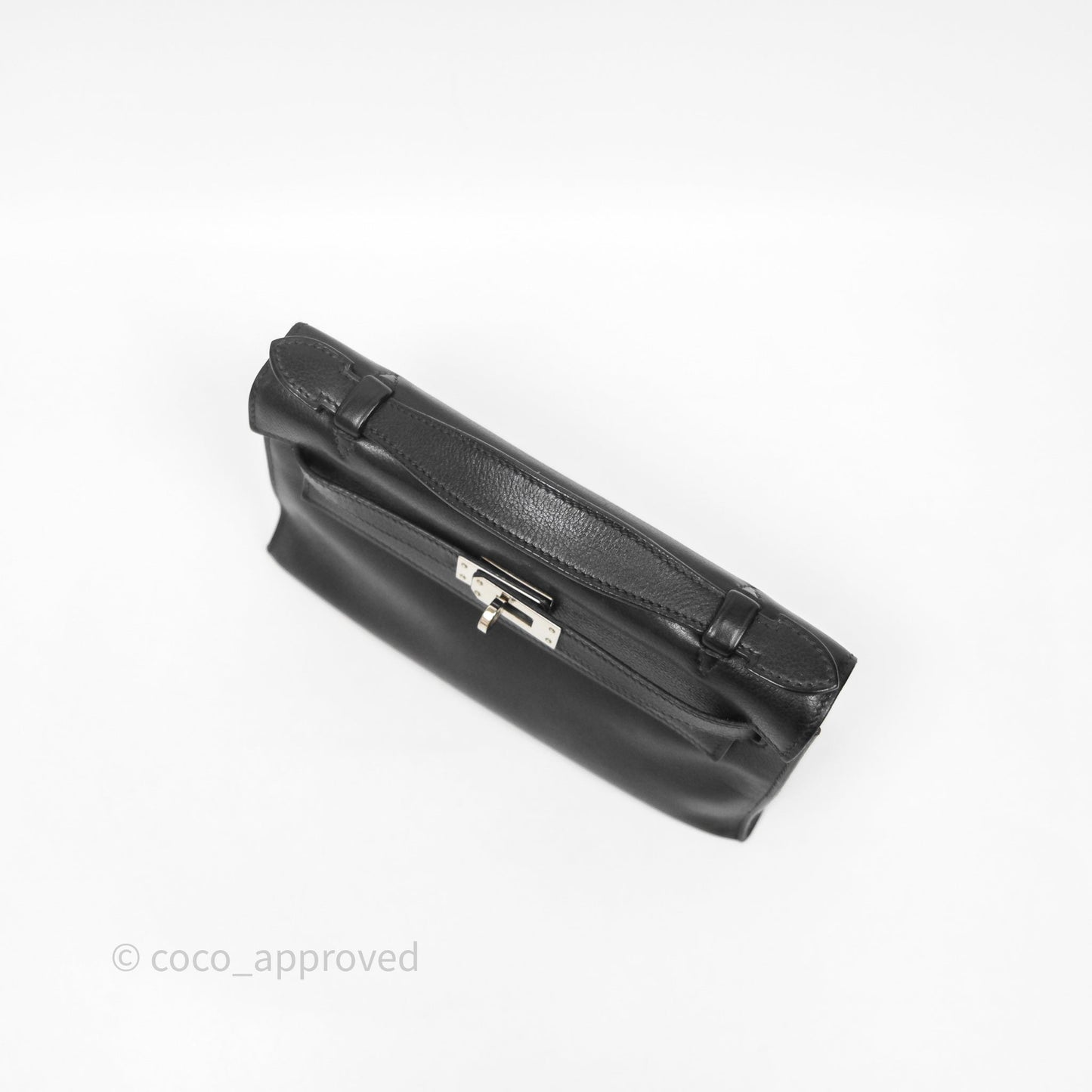 Hermès Kelly Pochette Clutch Black Swift Palladium Hardware