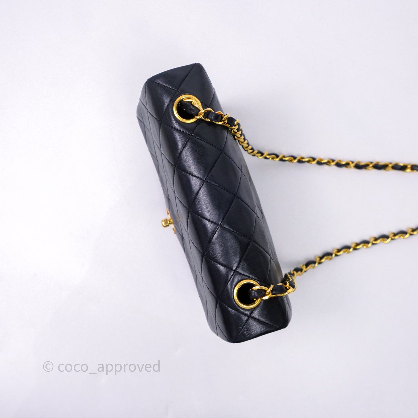 Chanel Vintage Square Flap Bag Black Lambskin 24K Gold Hardware