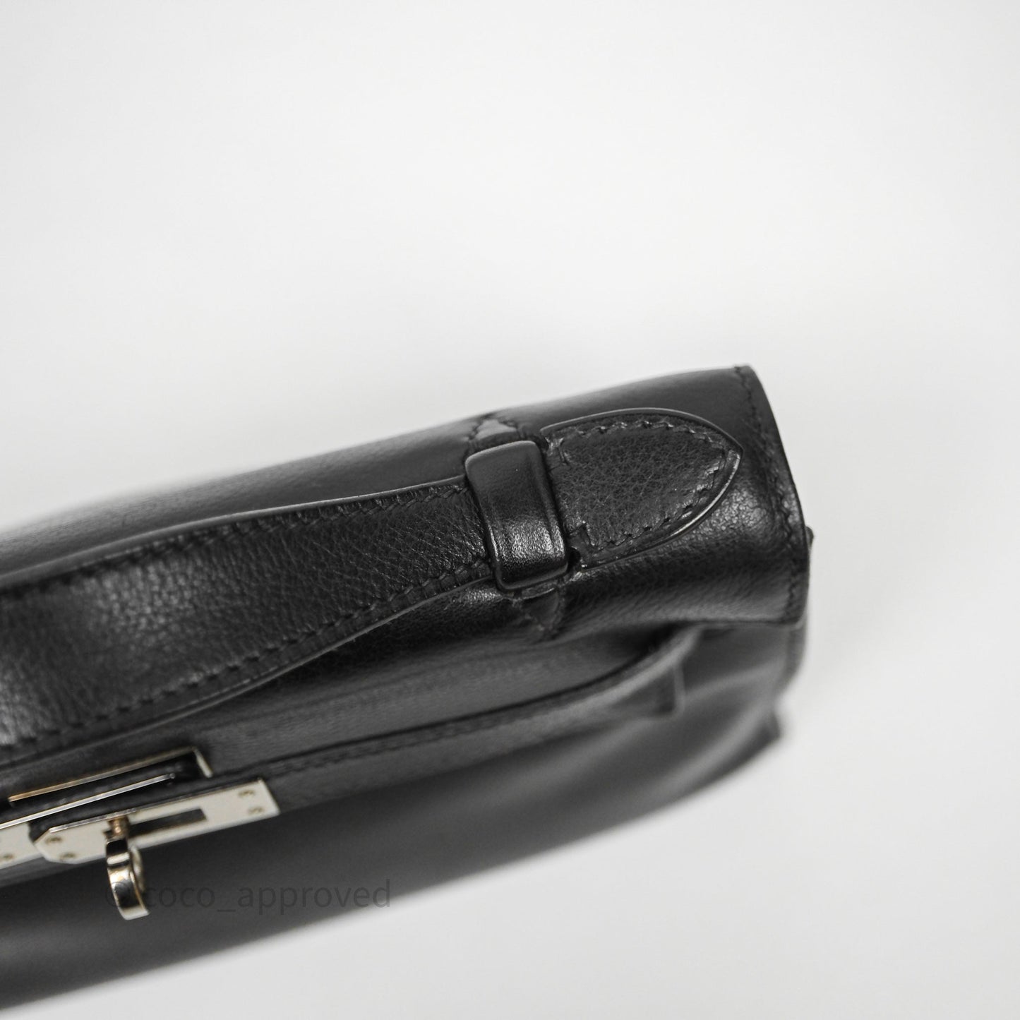 Hermès Kelly Pochette Clutch Black Swift Palladium Hardware