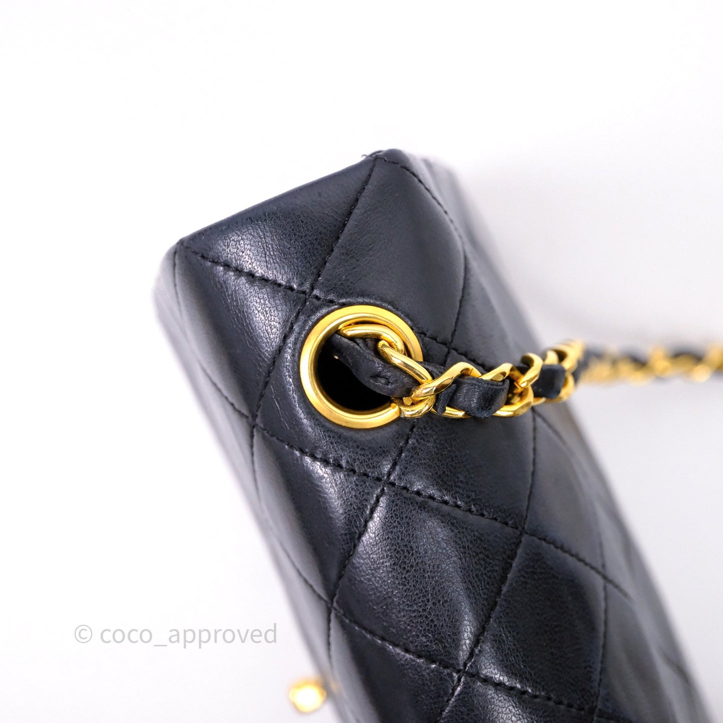 Chanel Vintage Square Flap Bag Black Lambskin 24K Gold Hardware