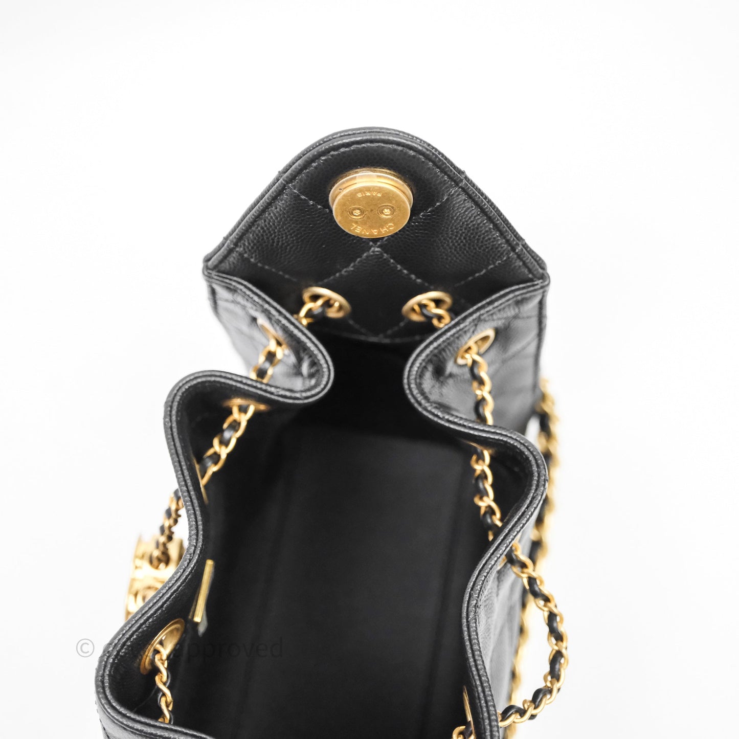 Chanel 25 Mini Black Caviar Aged Gold Hardware