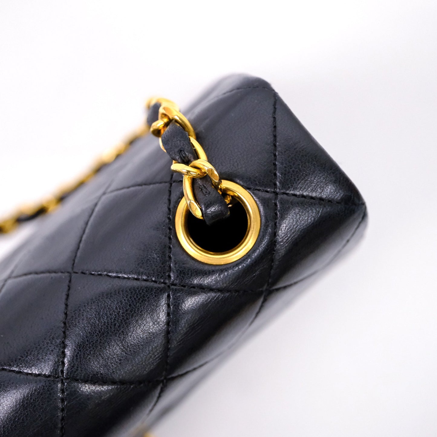 Chanel Vintage Square Flap Bag Black Lambskin 24K Gold Hardware