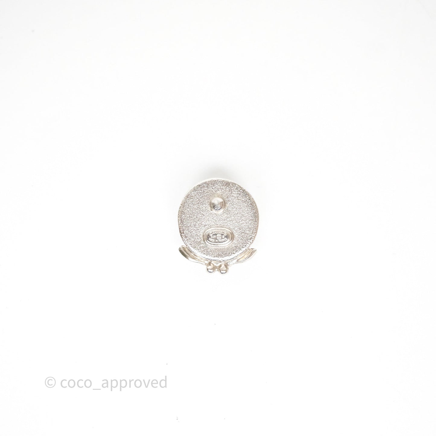Chanel CC Pearl Crystal Rounded Earrings Silver Tone 21B