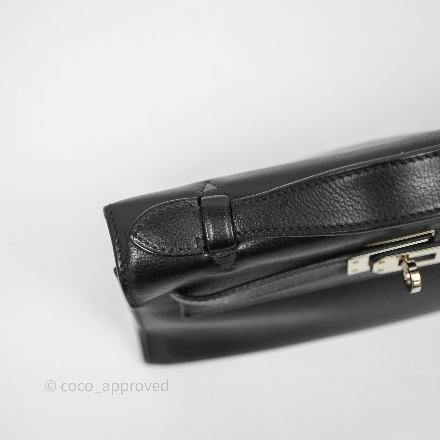 Hermès Kelly Pochette Clutch Black Swift Palladium Hardware
