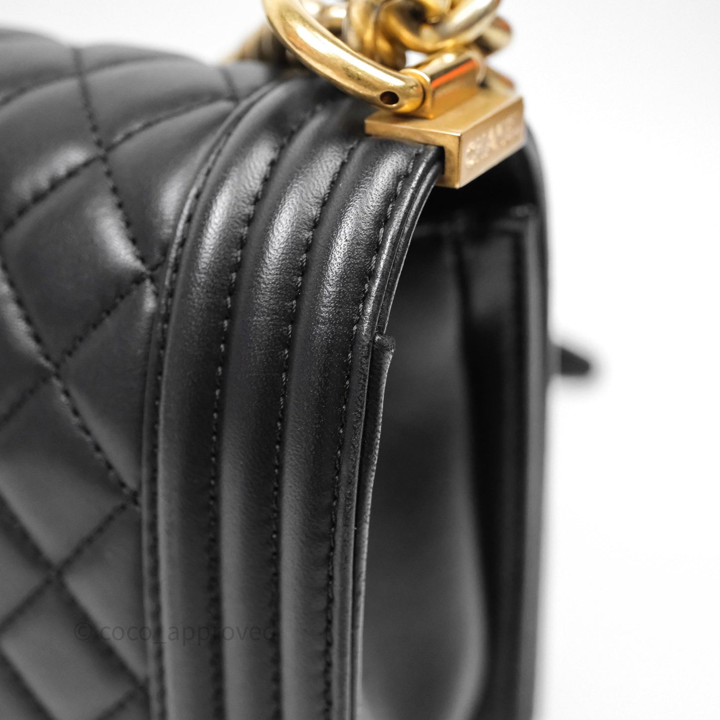 Chanel Medium Boy Quilted Black Lambskin Aged Gold Hardware