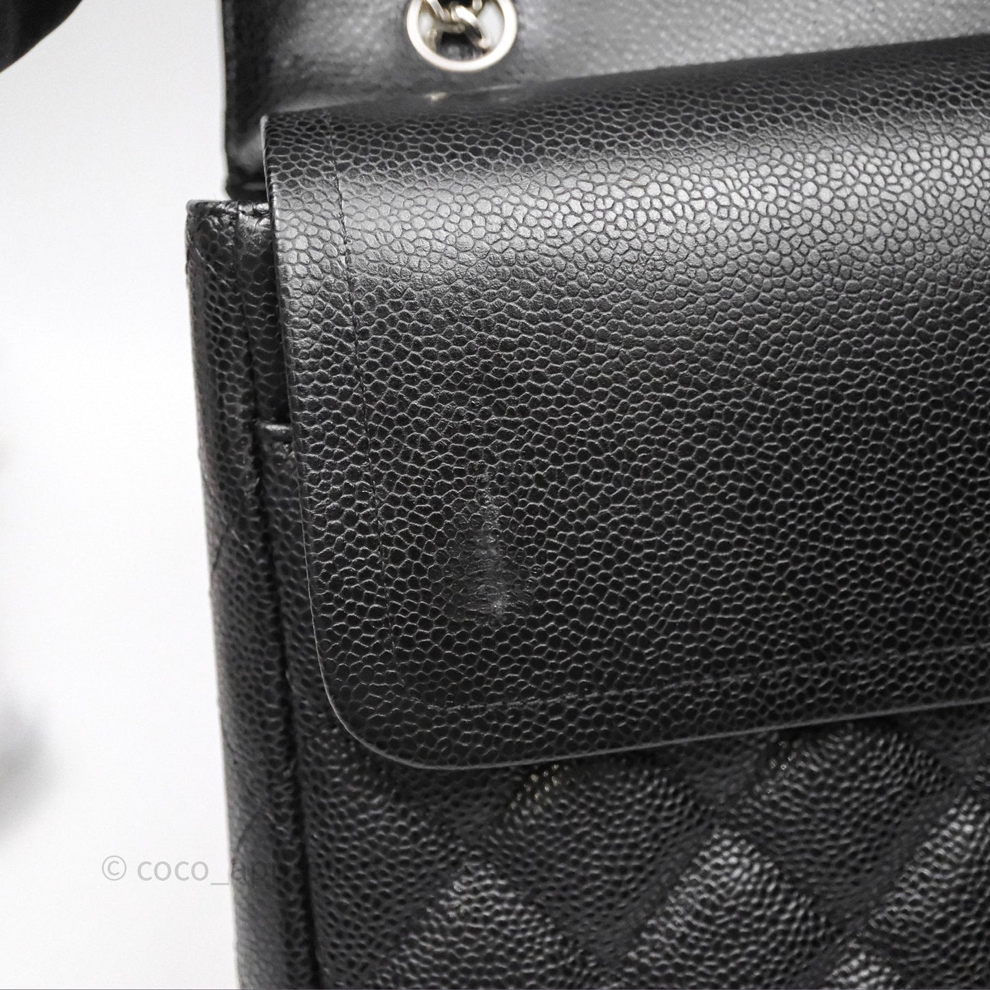 Chanel Quilted Maxi Double Flap Black Caviar Silver Hardware
