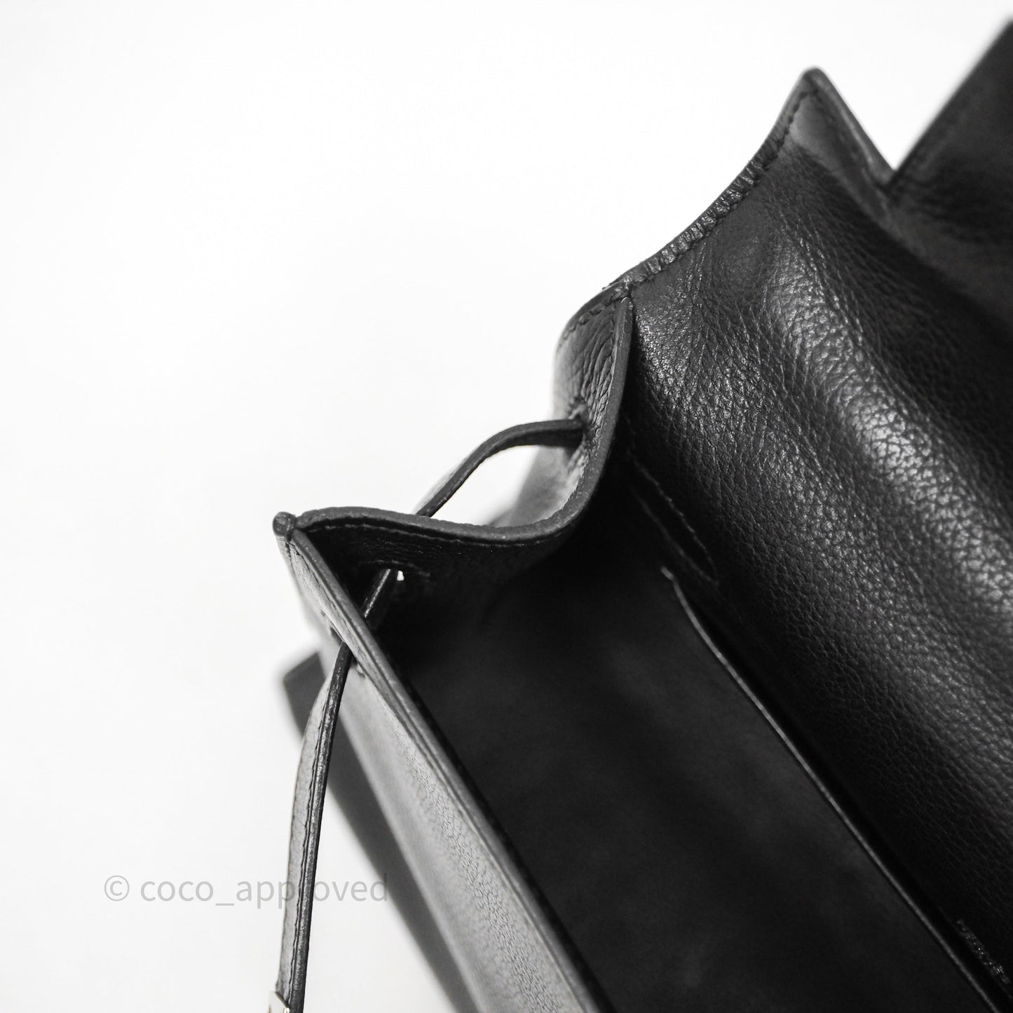Hermès Kelly Pochette Clutch Black Swift Palladium Hardware
