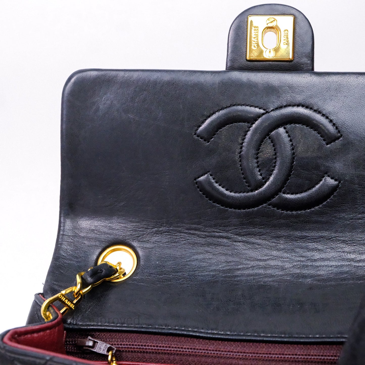 Chanel Vintage Square Flap Bag Black Lambskin 24K Gold Hardware
