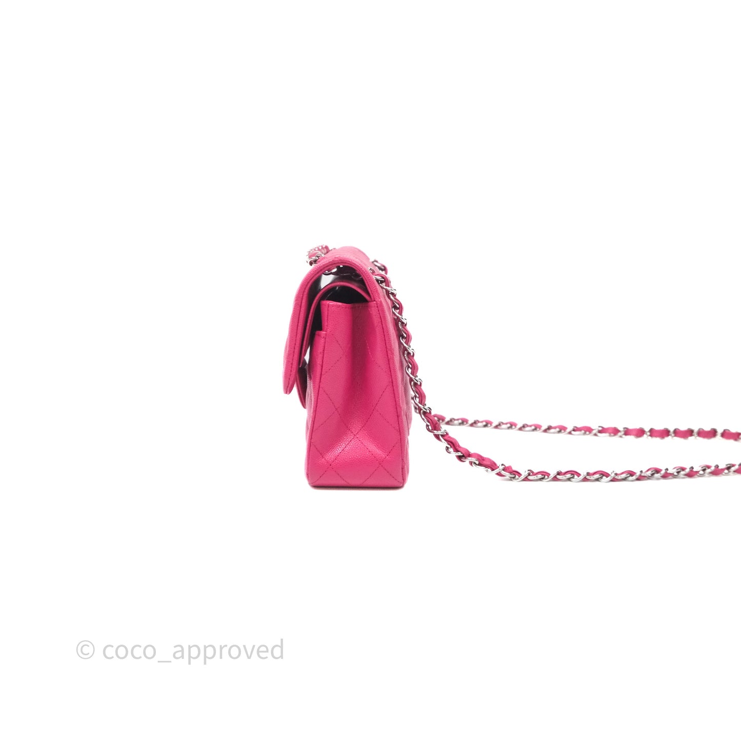 Chanel Small Classic Flap Quilted Hot Pink Caviar Silver Hardware
