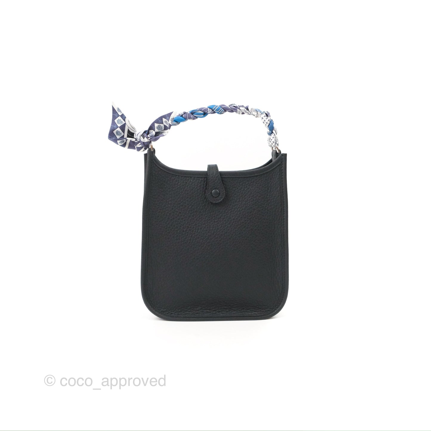 Hermès Mini Evelyne 16 Black Clemence Palladium Hardware With Twilly