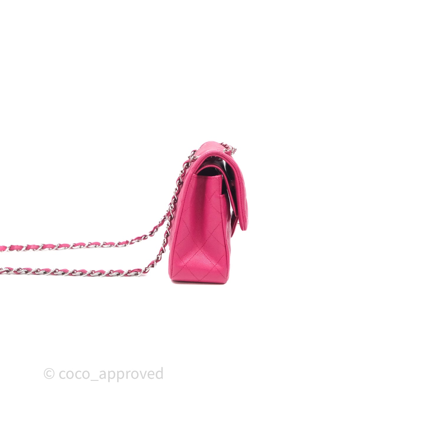 Chanel Small Classic Flap Quilted Hot Pink Caviar Silver Hardware