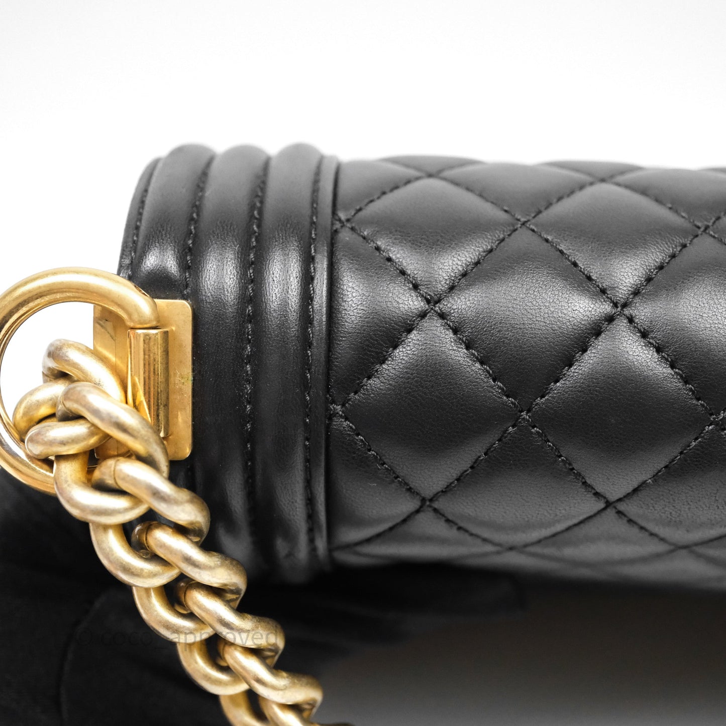 Chanel Medium Boy Quilted Black Lambskin Aged Gold Hardware
