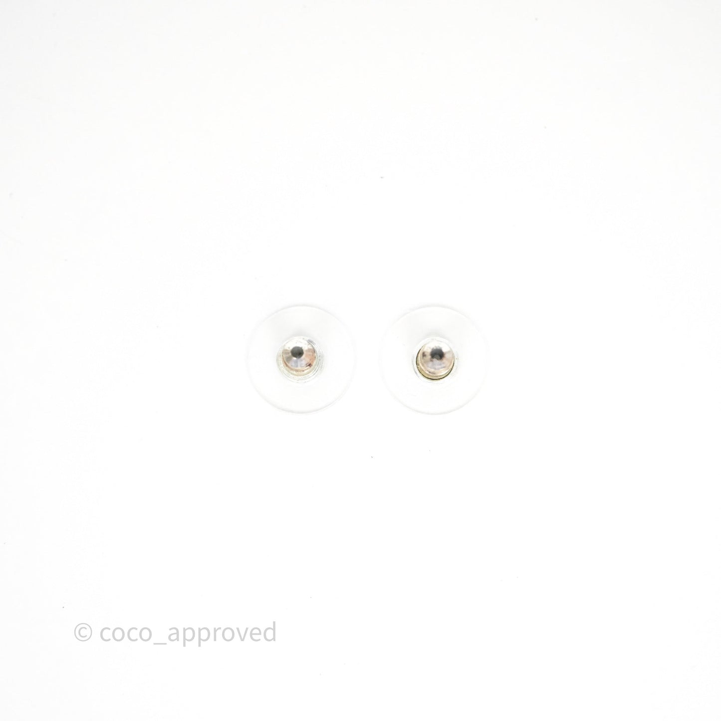 Chanel CC Pearl Crystal Rounded Earrings Silver Tone 21B