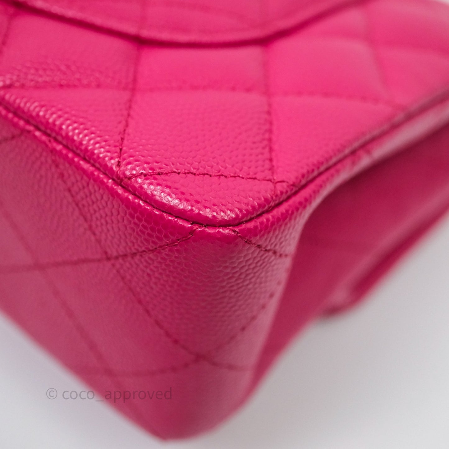 Chanel Small Classic Flap Quilted Hot Pink Caviar Silver Hardware