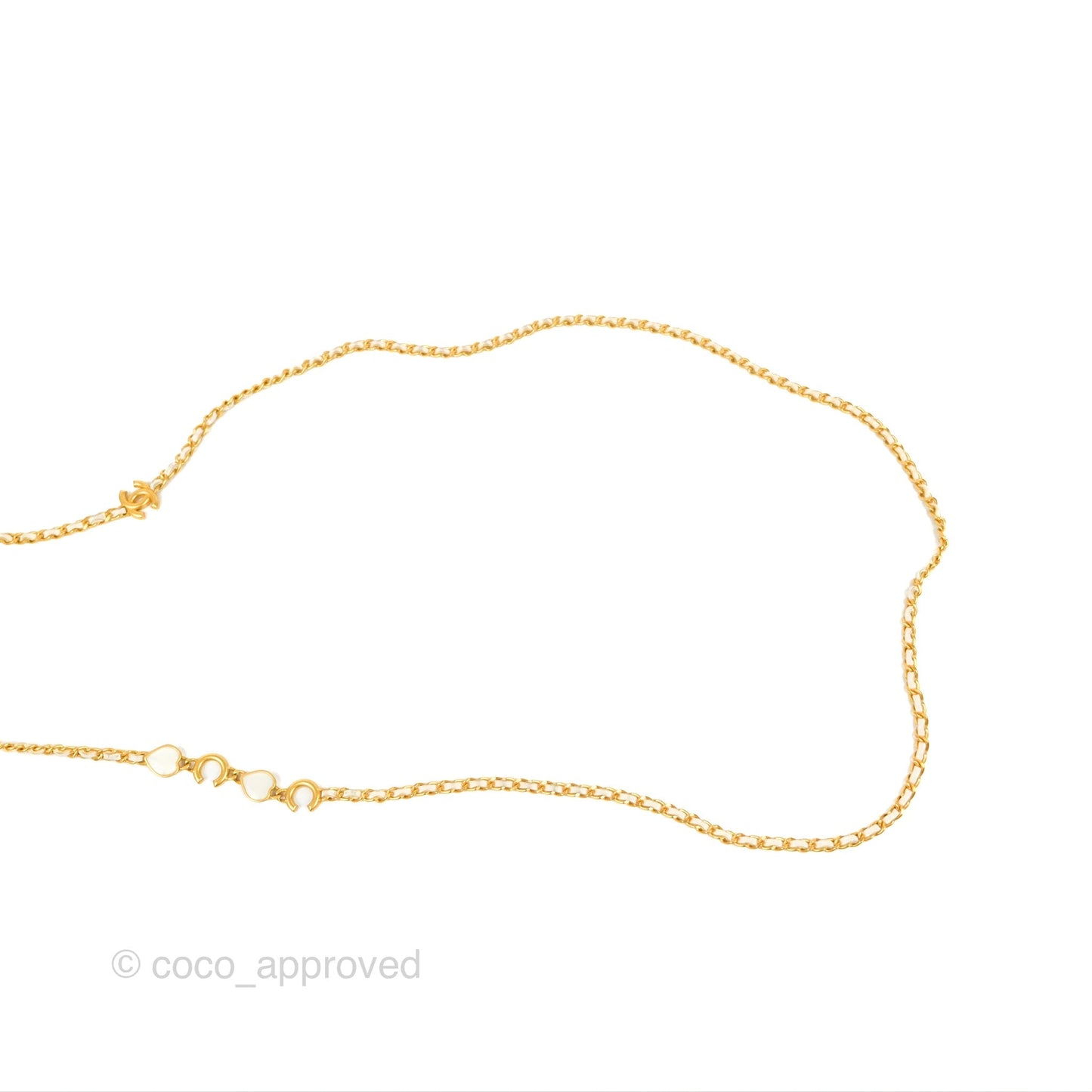Chanel Vanity with COCO Heart Chain White Lambskin Aged Gold Hardware