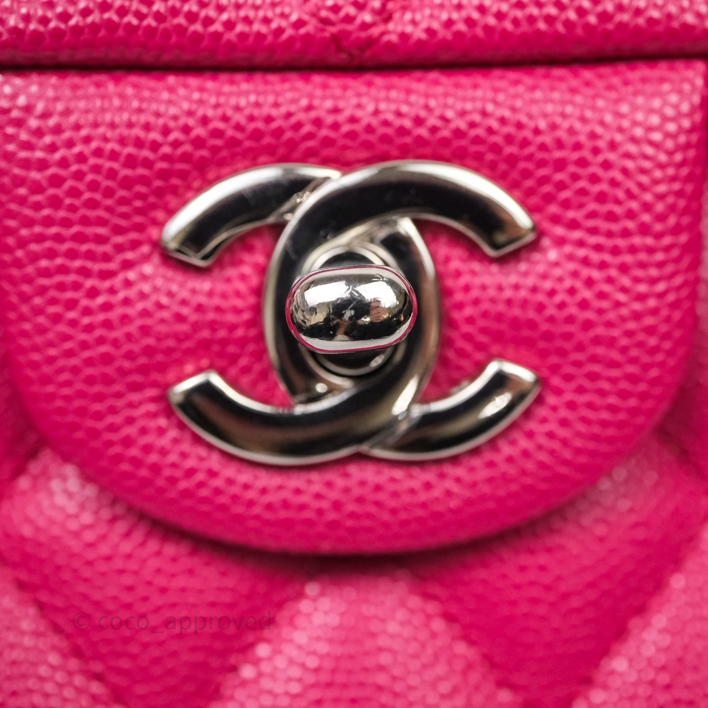 Chanel Small Classic Flap Quilted Hot Pink Caviar Silver Hardware