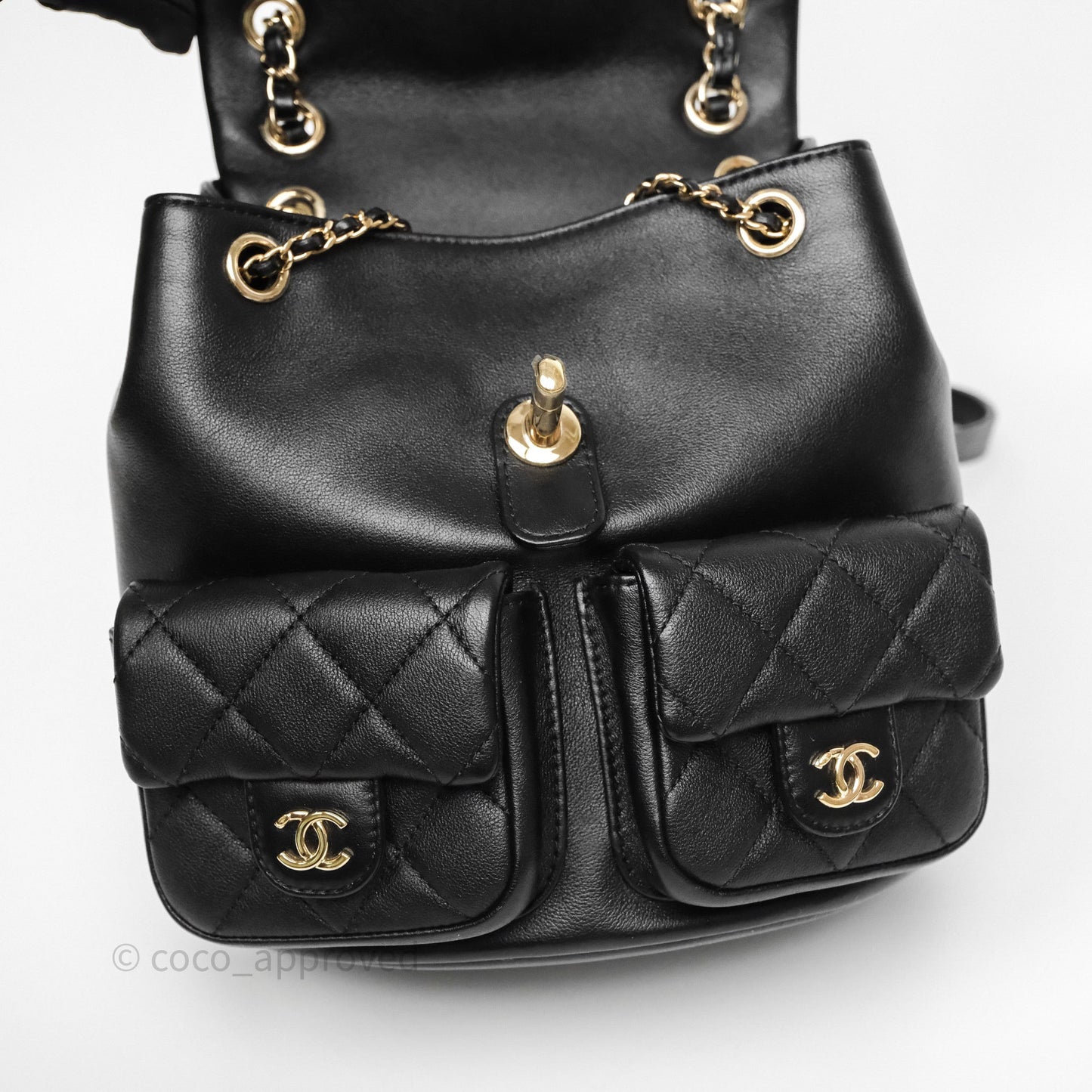 Chanel Duma Backpack Medium Black Calfskin Gold Hardware