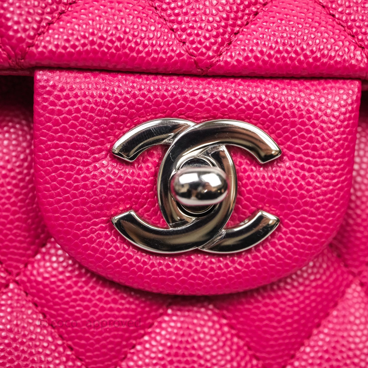 Chanel Small Classic Flap Quilted Hot Pink Caviar Silver Hardware
