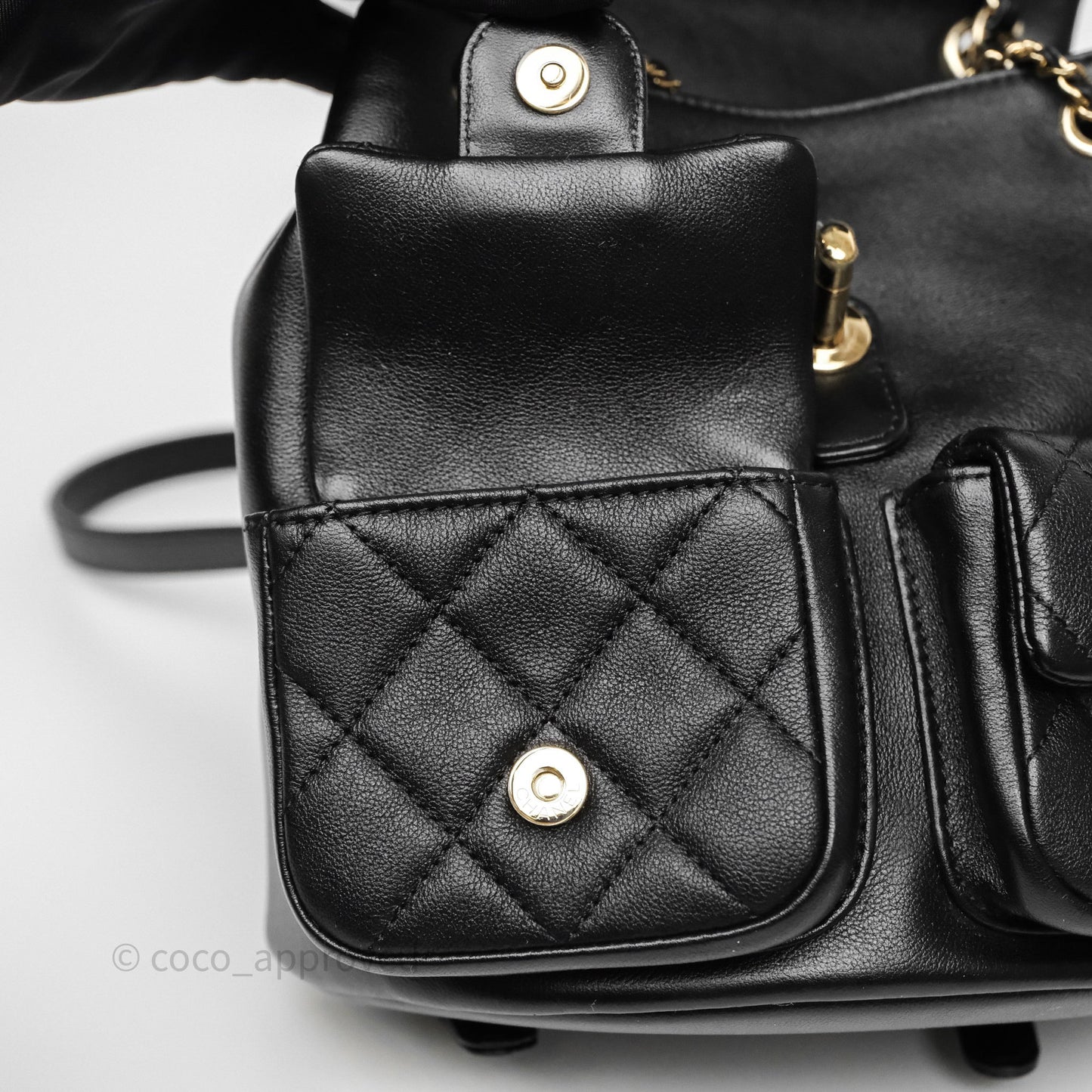 Chanel Duma Backpack Medium Black Calfskin Gold Hardware