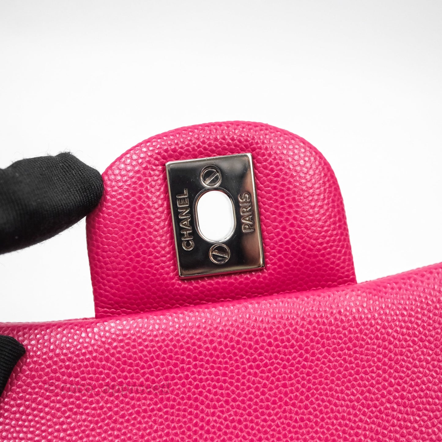 Chanel Small Classic Flap Quilted Hot Pink Caviar Silver Hardware