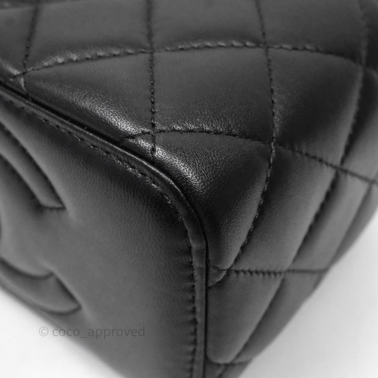 Chanel Vanity Rectangular Metal Top Handle Black Lambskin Aged Gold Hardware