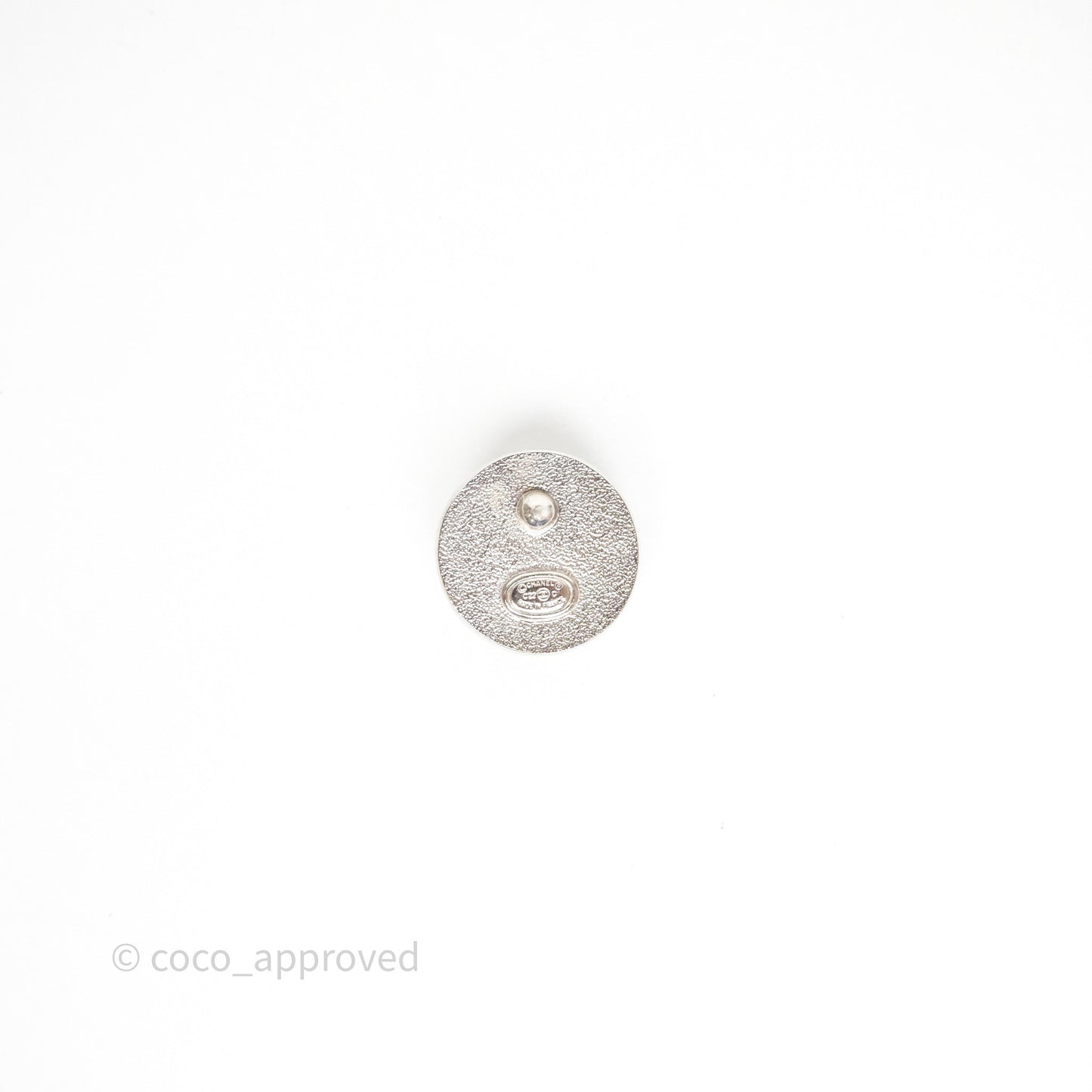 Chanel Crystal CC White Round Earrings Silver Tone 22C