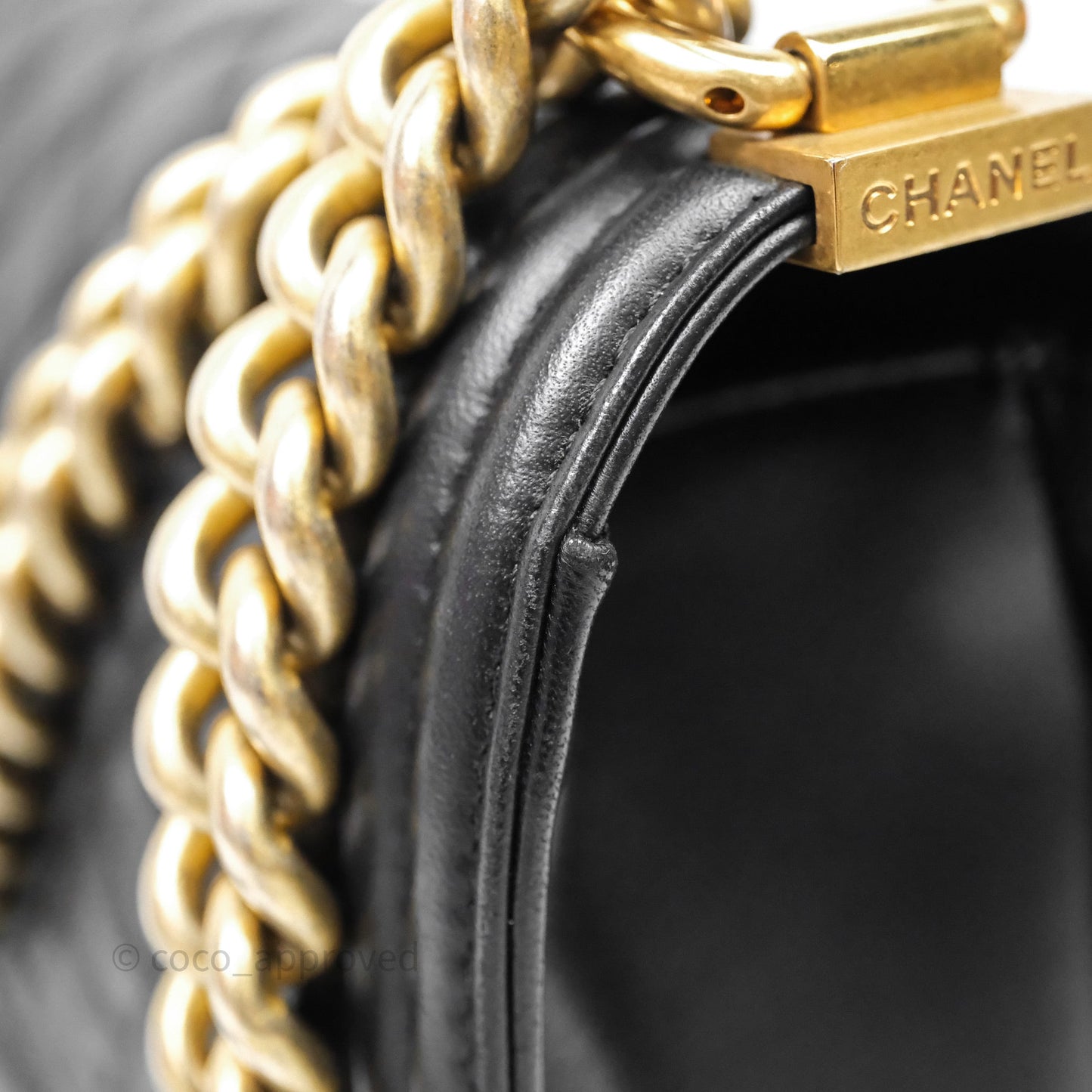 Chanel Medium Boy Quilted Black Lambskin Aged Gold Hardware