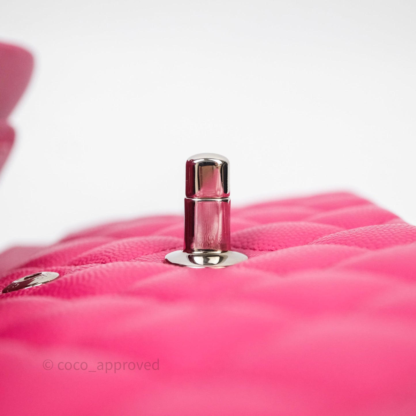 Chanel Small Classic Flap Quilted Hot Pink Caviar Silver Hardware