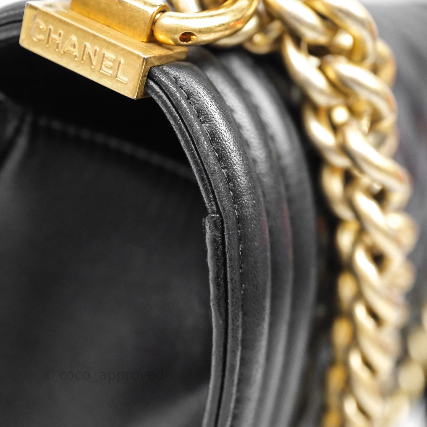 Chanel Medium Boy Quilted Black Lambskin Aged Gold Hardware