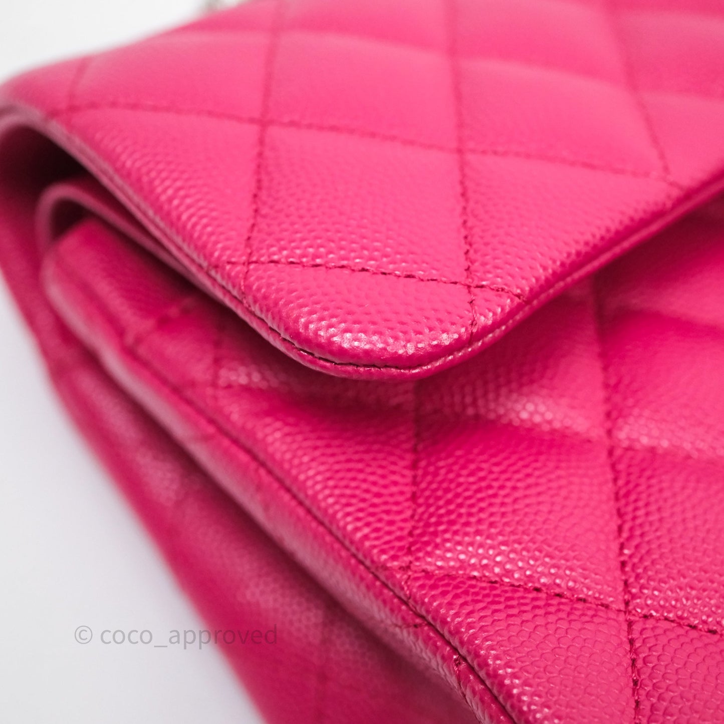 Chanel Small Classic Flap Quilted Hot Pink Caviar Silver Hardware