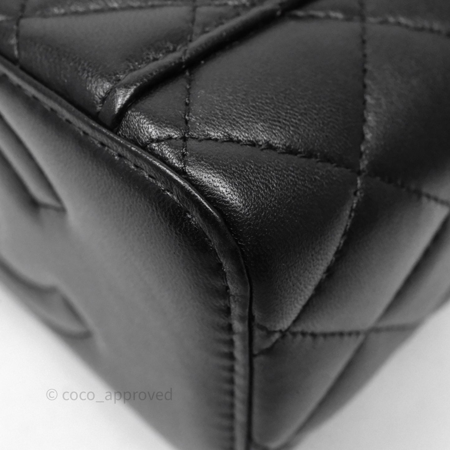 Chanel Vanity Rectangular Metal Top Handle Black Lambskin Aged Gold Hardware