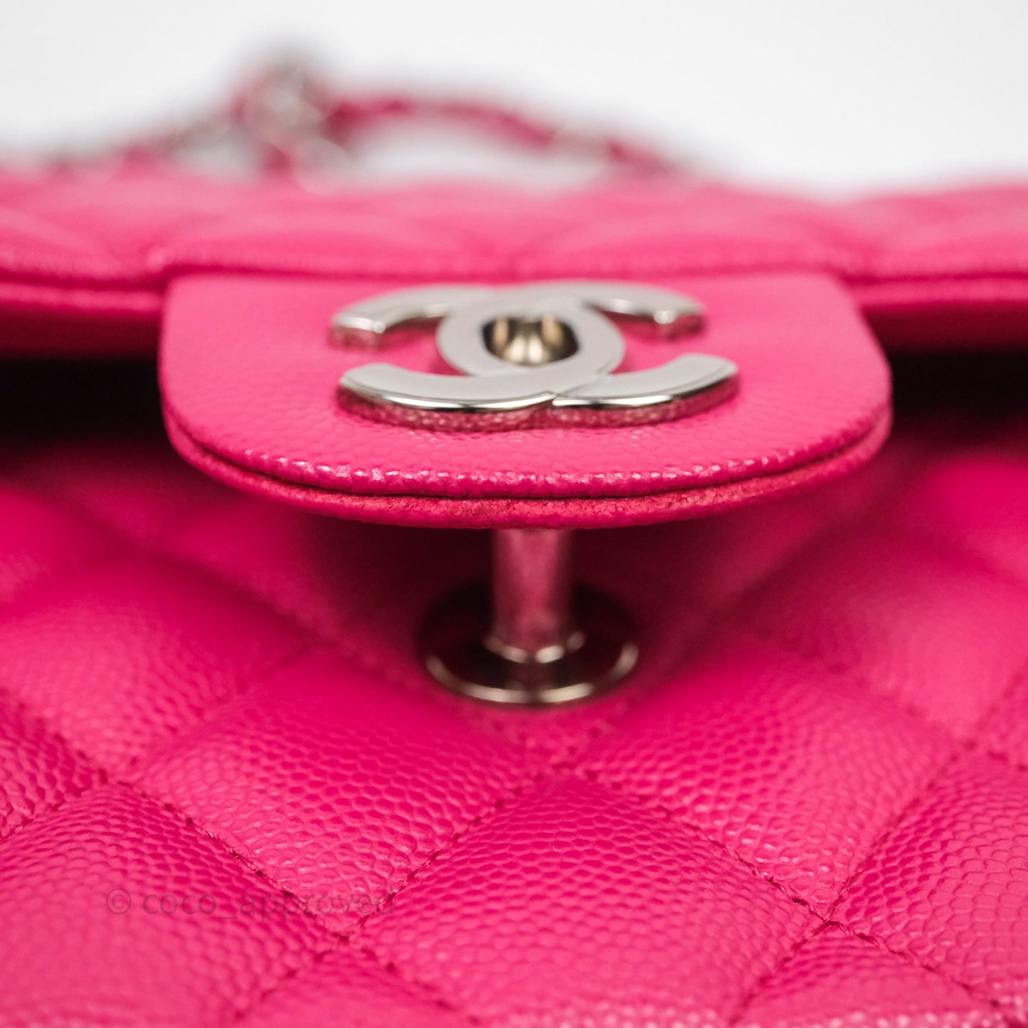 Chanel Small Classic Flap Quilted Hot Pink Caviar Silver Hardware