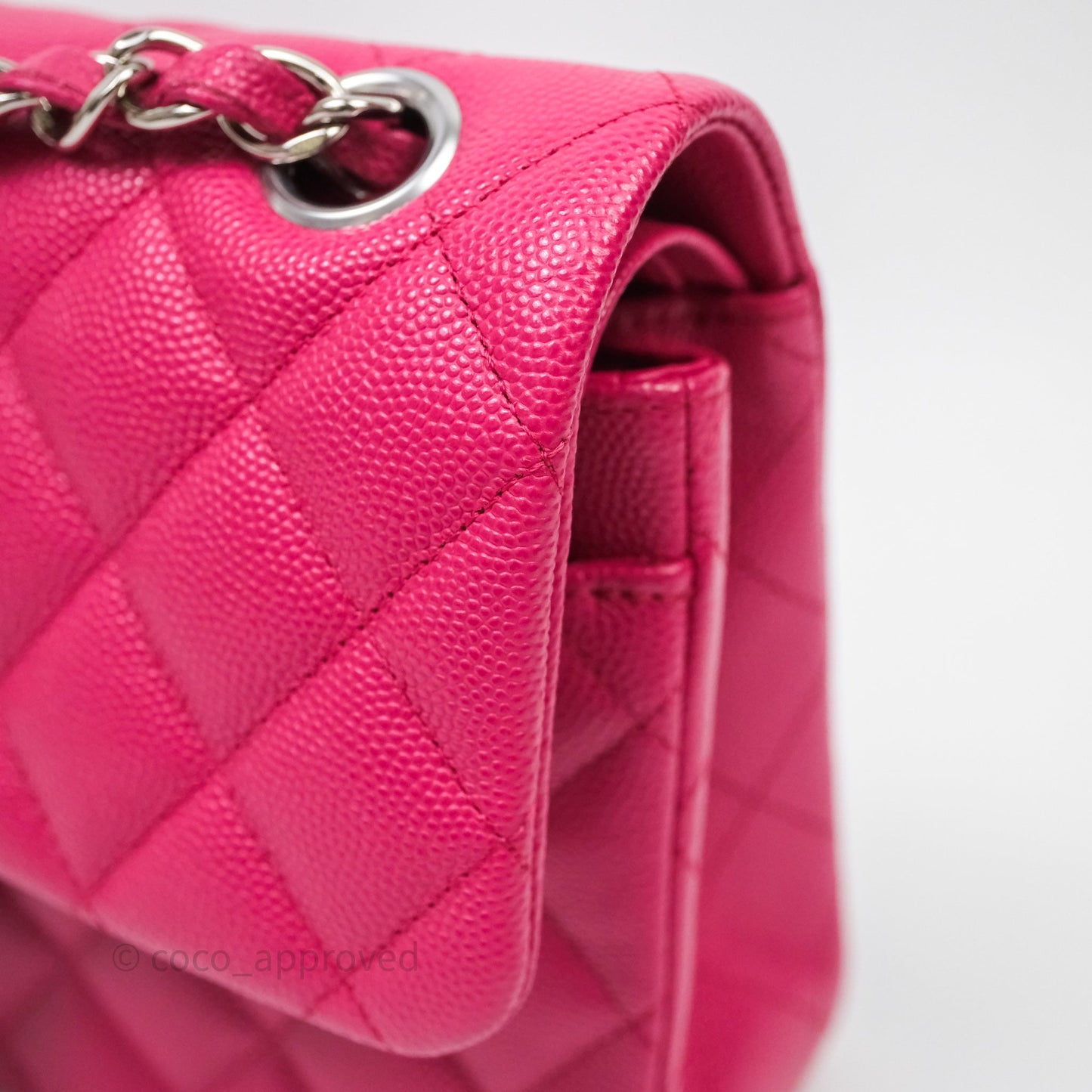 Chanel Small Classic Flap Quilted Hot Pink Caviar Silver Hardware